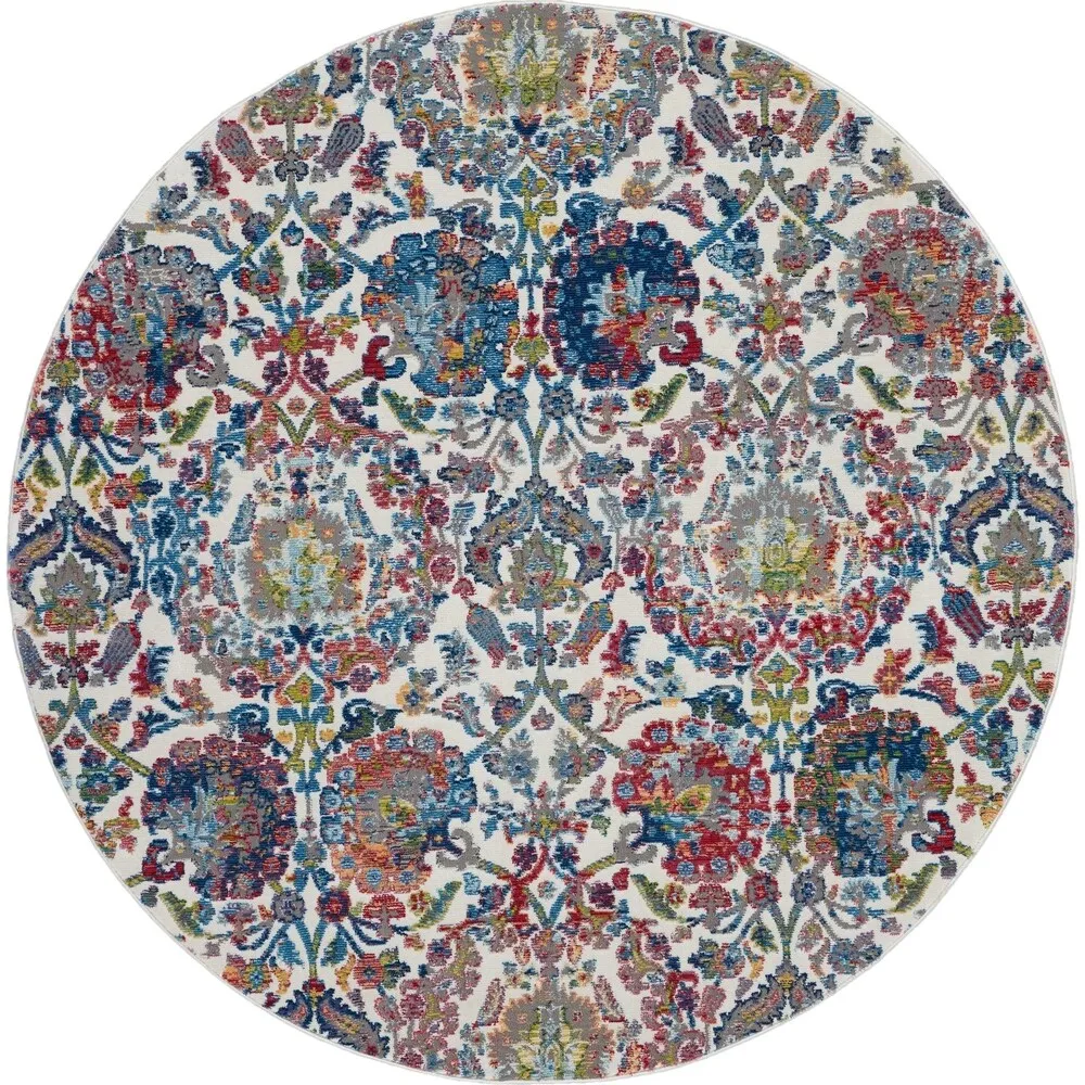 Nourison Global Vintage Ivory/Orange Damask Area Rug
