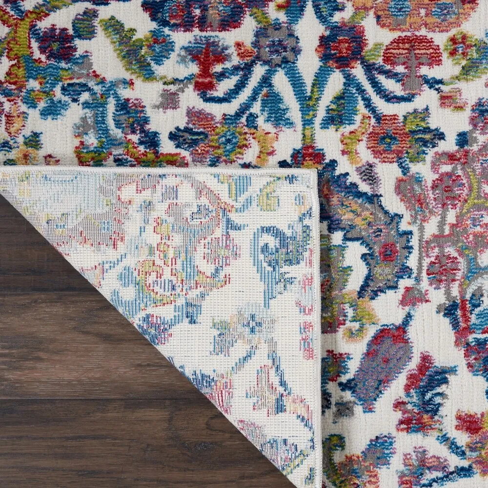 Nourison Global Vintage Ivory/Orange Damask Area Rug
