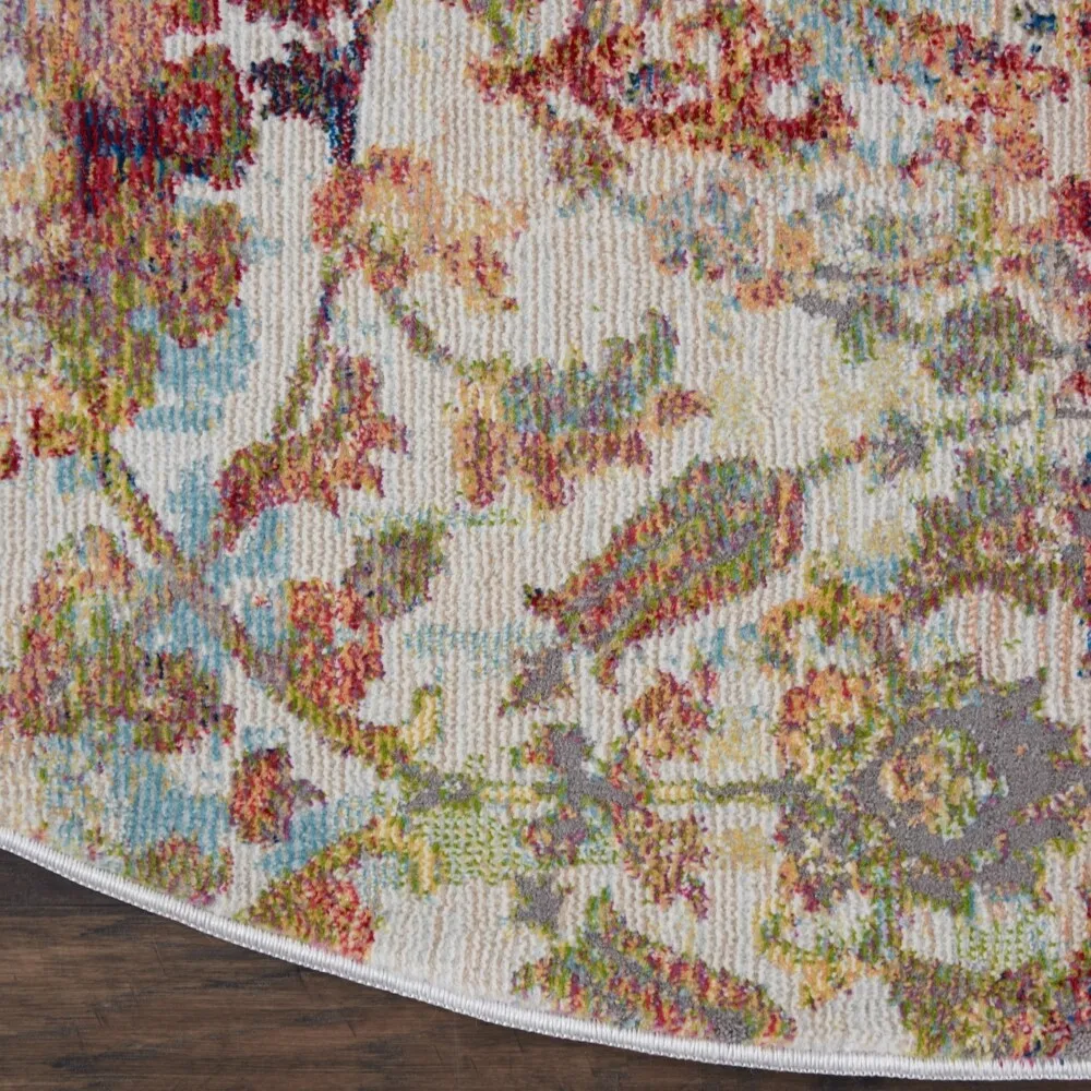 Nourison Global Vintage Ivory/Orange Damask Area Rug