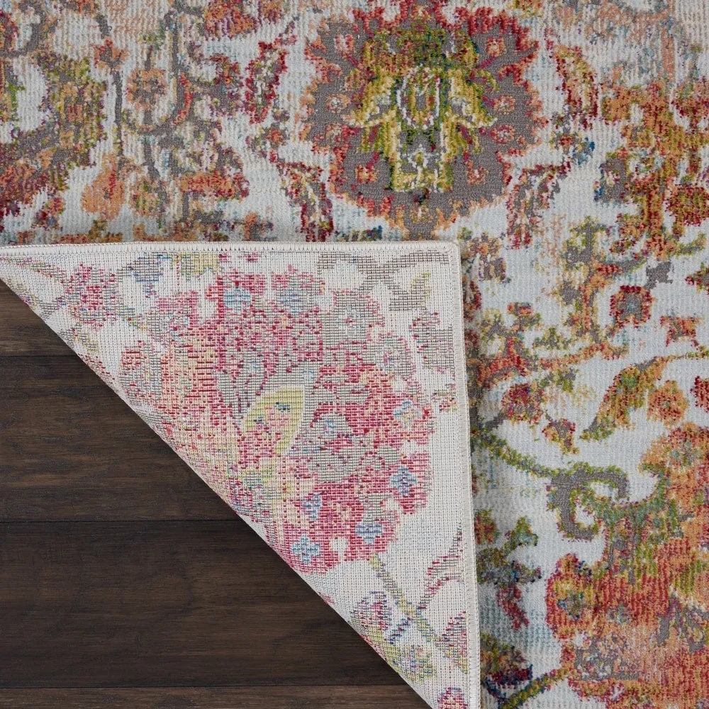Nourison Global Vintage Ivory/Orange Damask Area Rug
