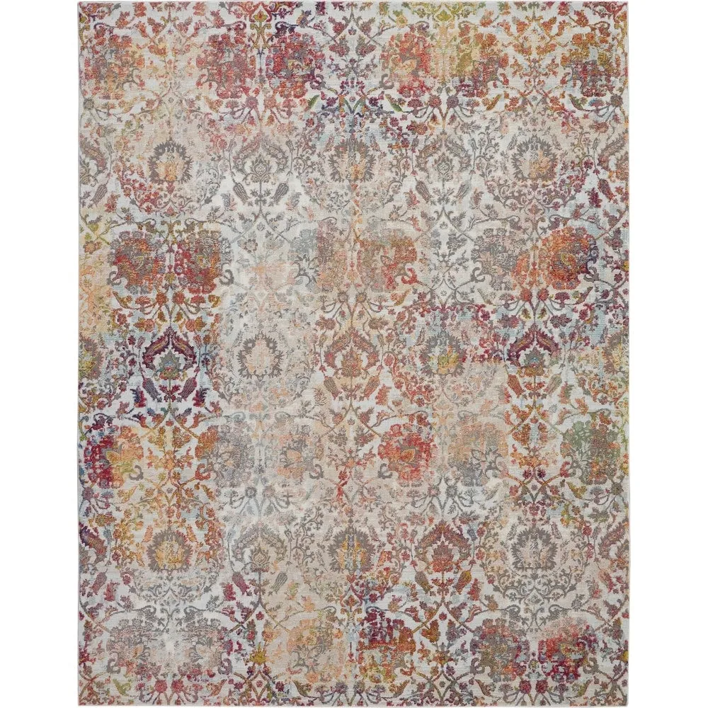 Nourison Global Vintage Ivory/Orange Damask Area Rug