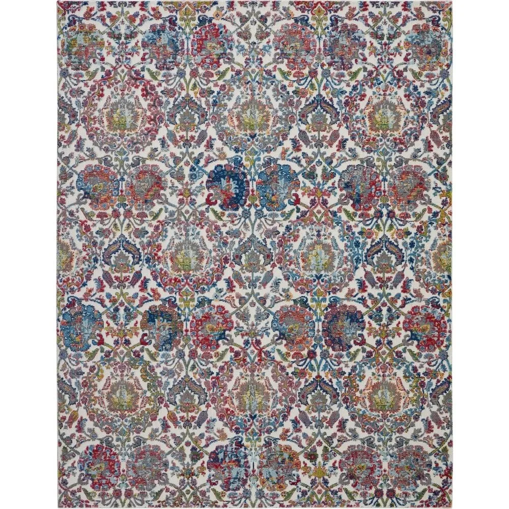 Nourison Global Vintage Ivory/Orange Damask Area Rug