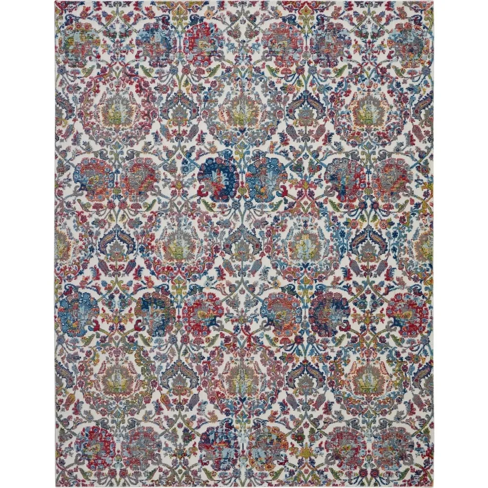 Nourison Global Vintage Ivory/Orange Damask Area Rug