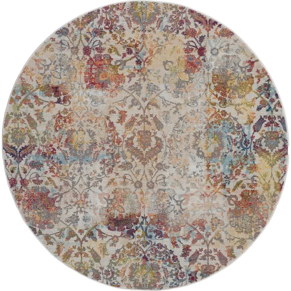 Nourison Global Vintage Ivory/Orange Damask Area Rug