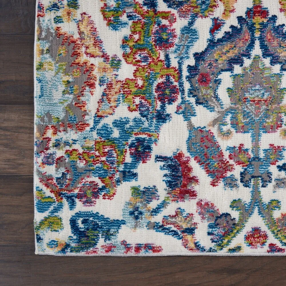 Nourison Global Vintage Ivory/Orange Damask Area Rug