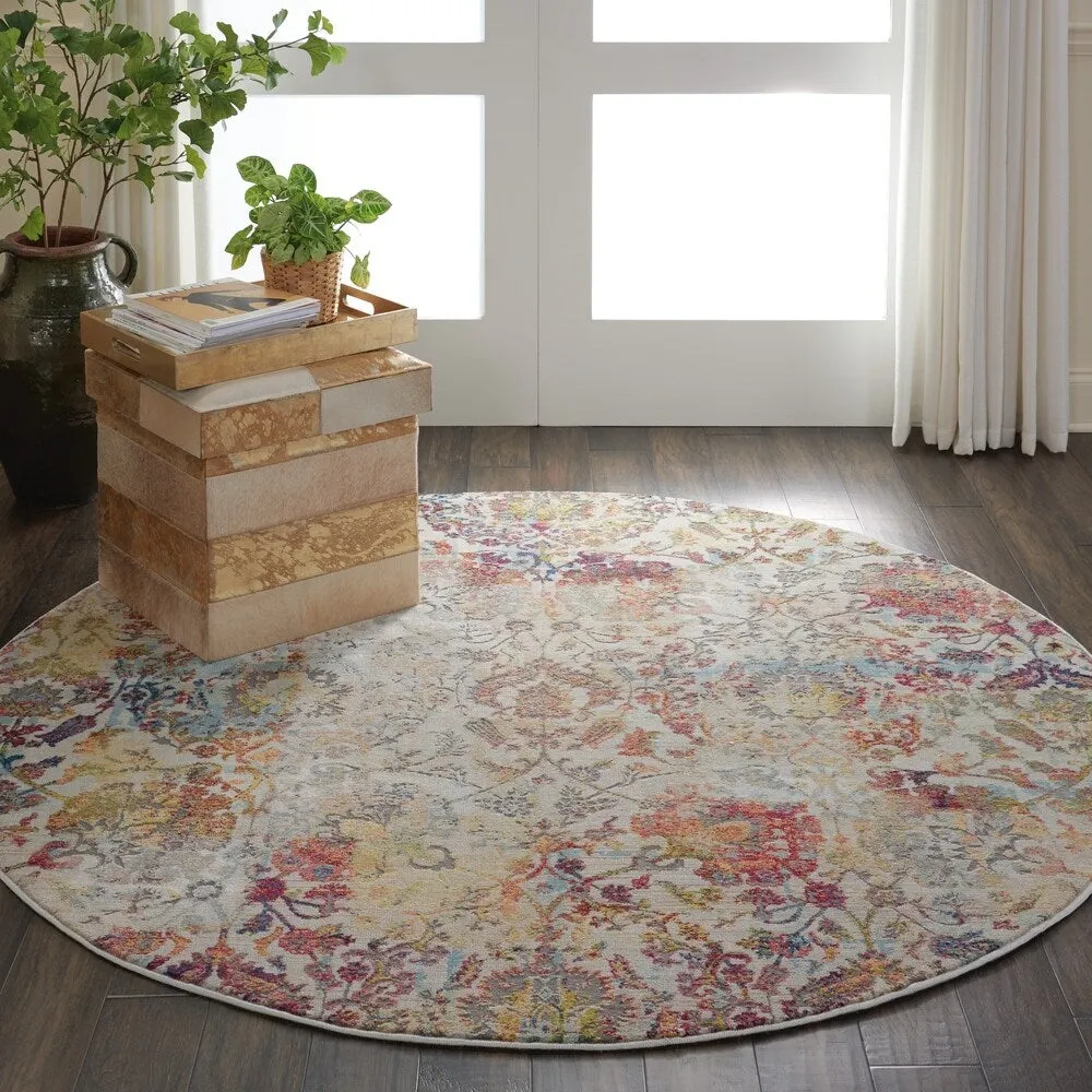 Nourison Global Vintage Ivory/Orange Damask Area Rug