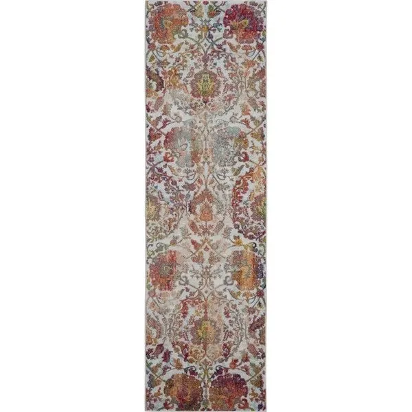 Nourison Global Vintage Ivory/Orange Damask Area Rug