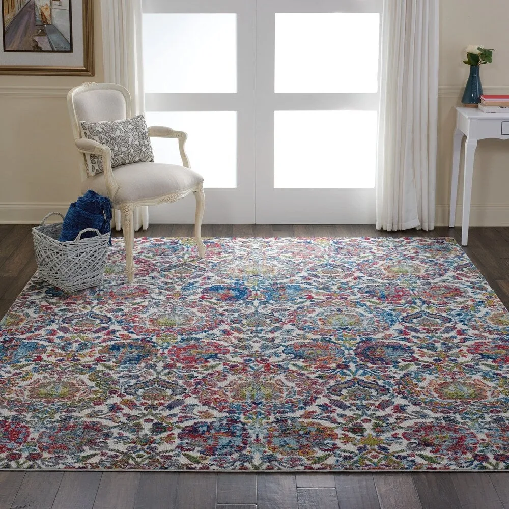 Nourison Global Vintage Ivory/Orange Damask Area Rug