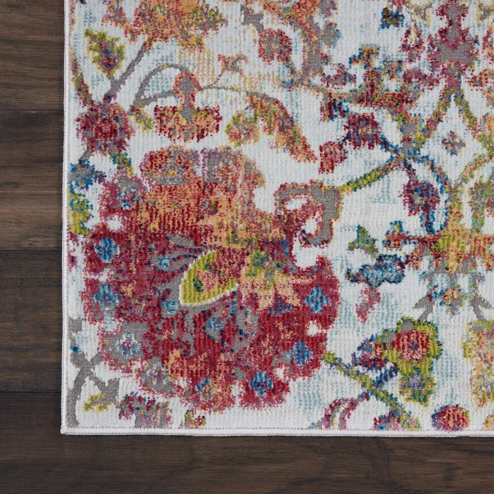 Nourison Global Vintage Ivory/Orange Damask Area Rug