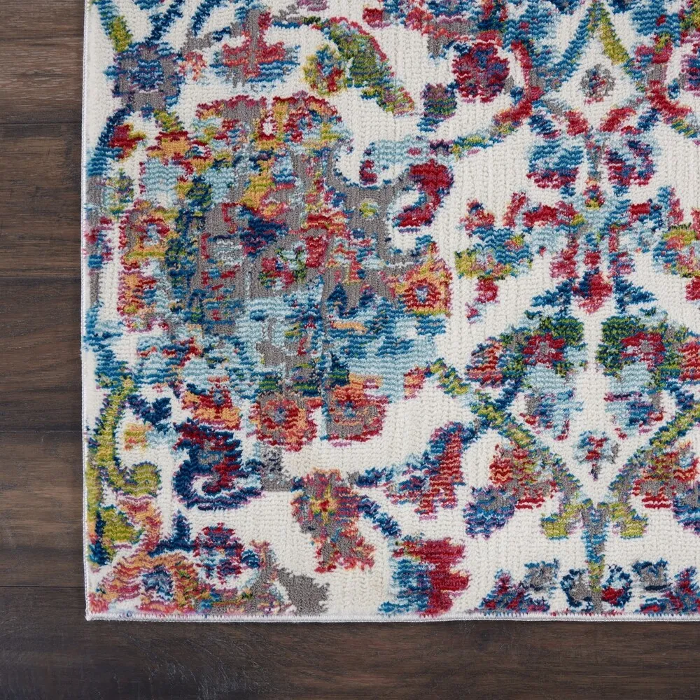 Nourison Global Vintage Ivory/Orange Damask Area Rug