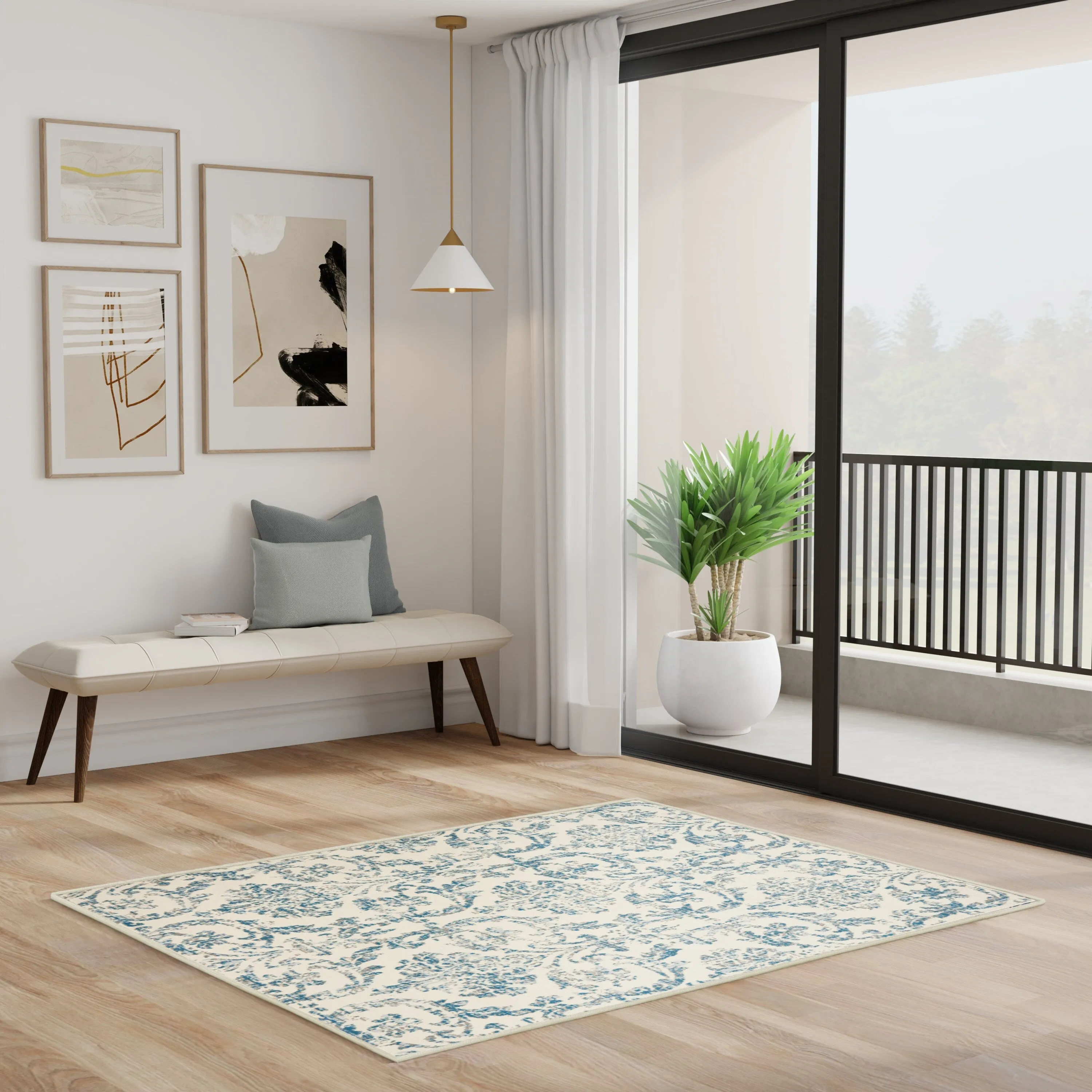 Nourison Jane Farmhouse Vintage Indoor only Damask Area Rug