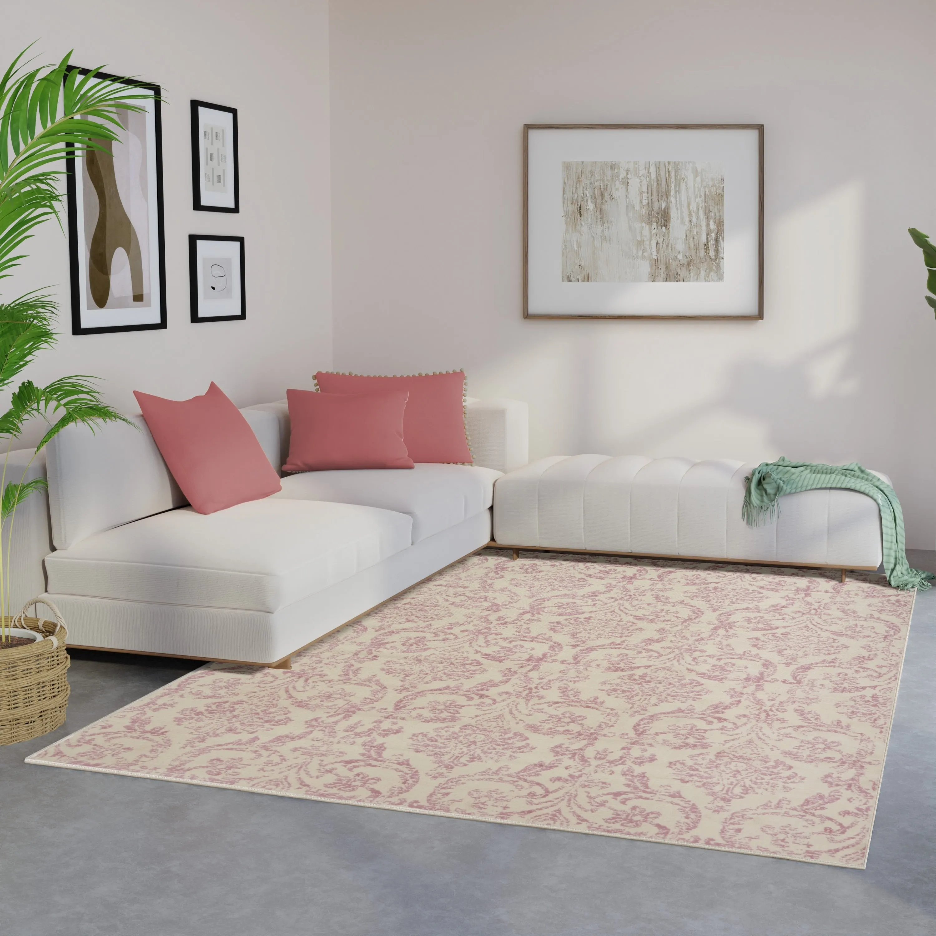 Nourison Jane Farmhouse Vintage Indoor only Damask Area Rug