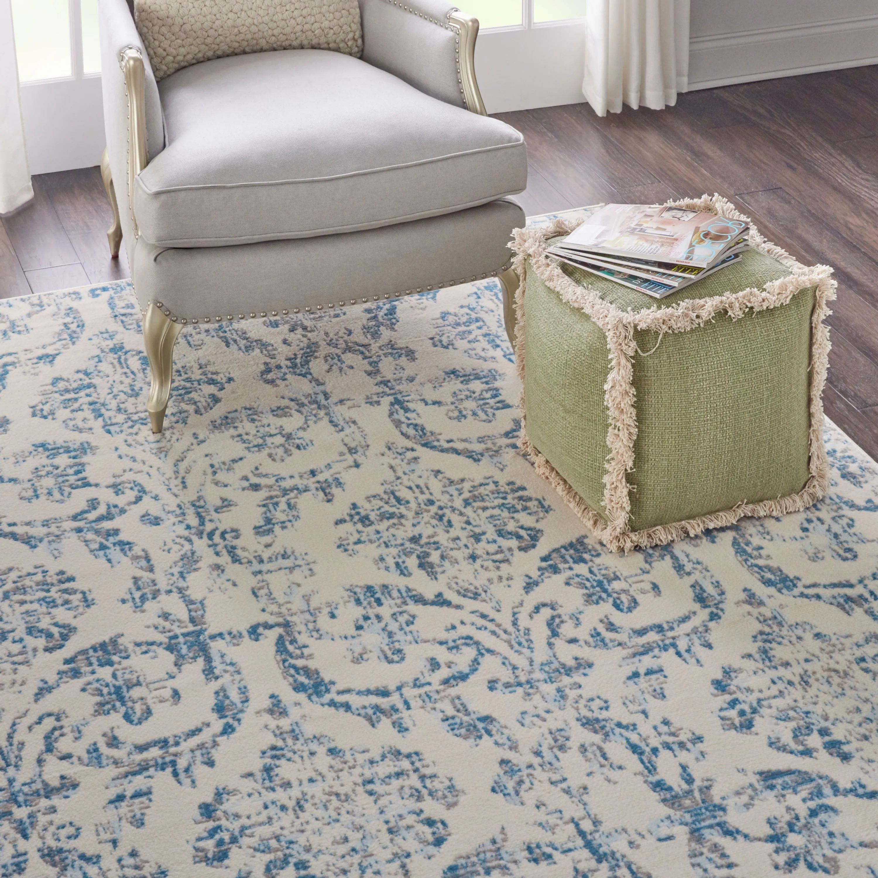 Nourison Jane Farmhouse Vintage Indoor only Damask Area Rug