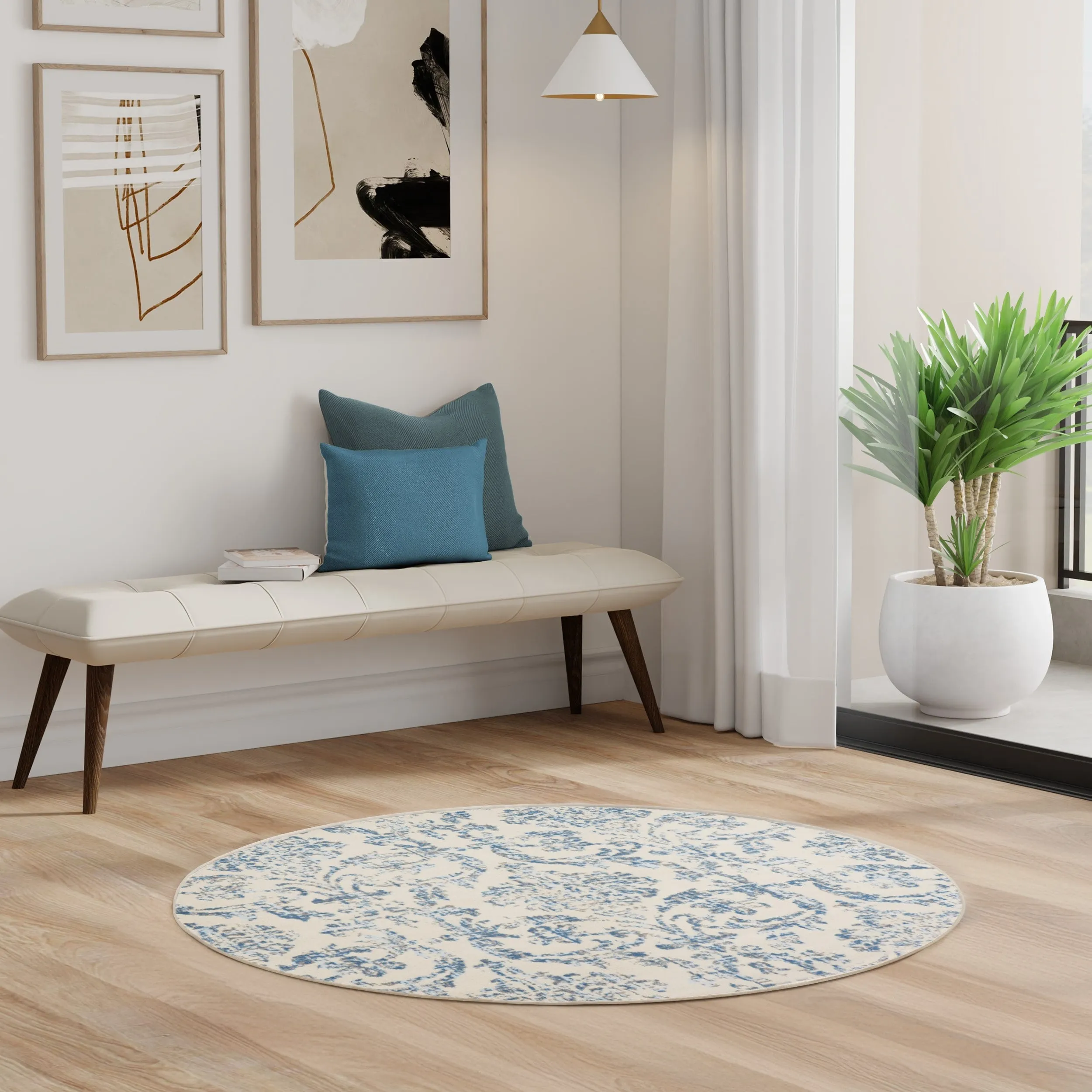 Nourison Jane Farmhouse Vintage Indoor only Damask Area Rug