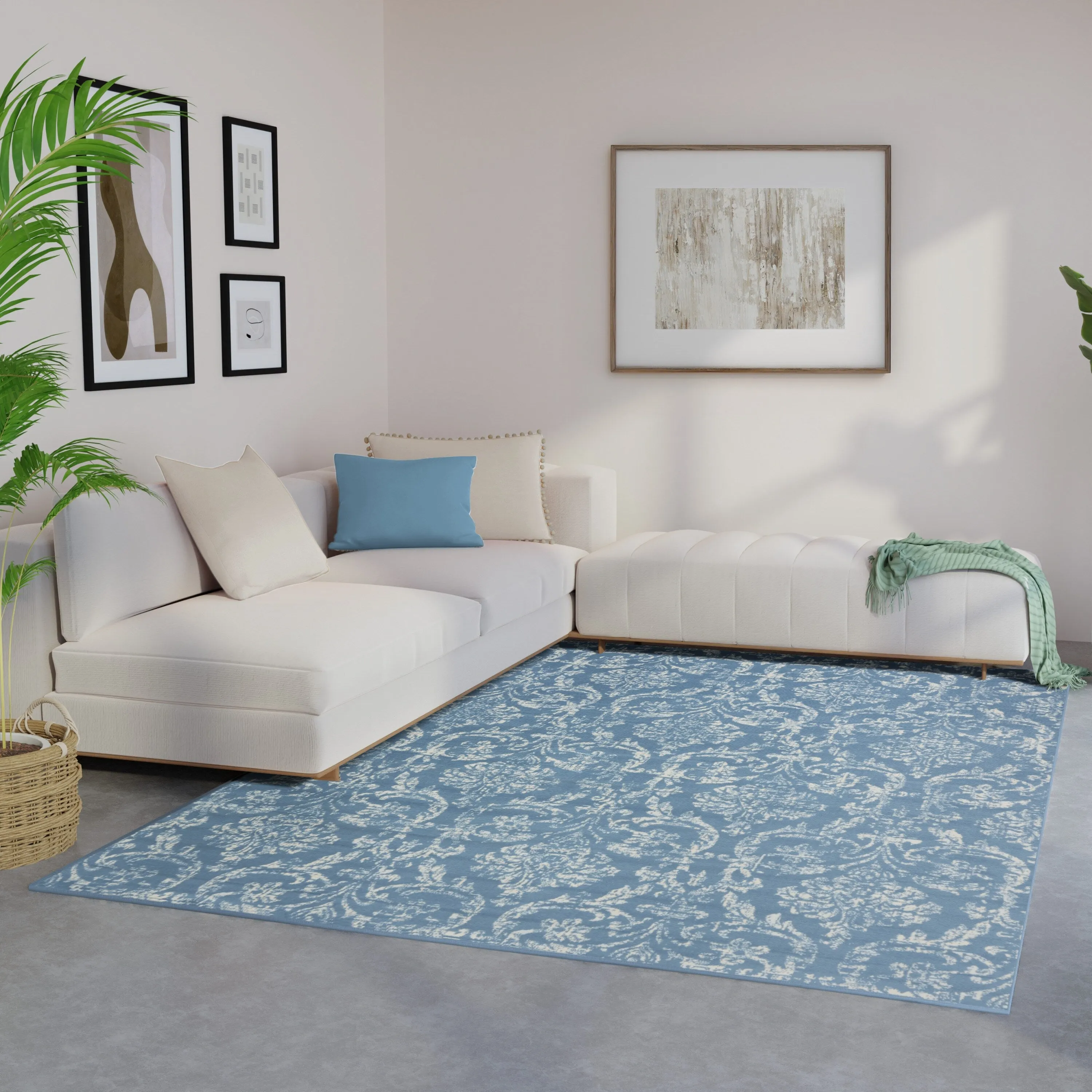 Nourison Jane Farmhouse Vintage Indoor only Damask Area Rug