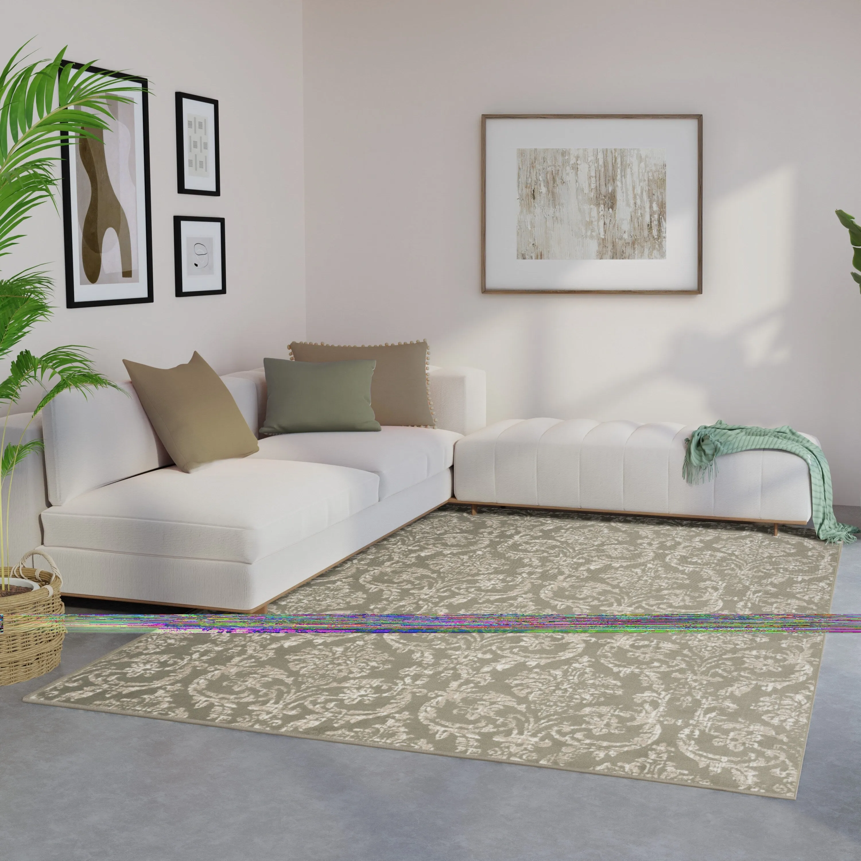 Nourison Jane Farmhouse Vintage Indoor only Damask Area Rug