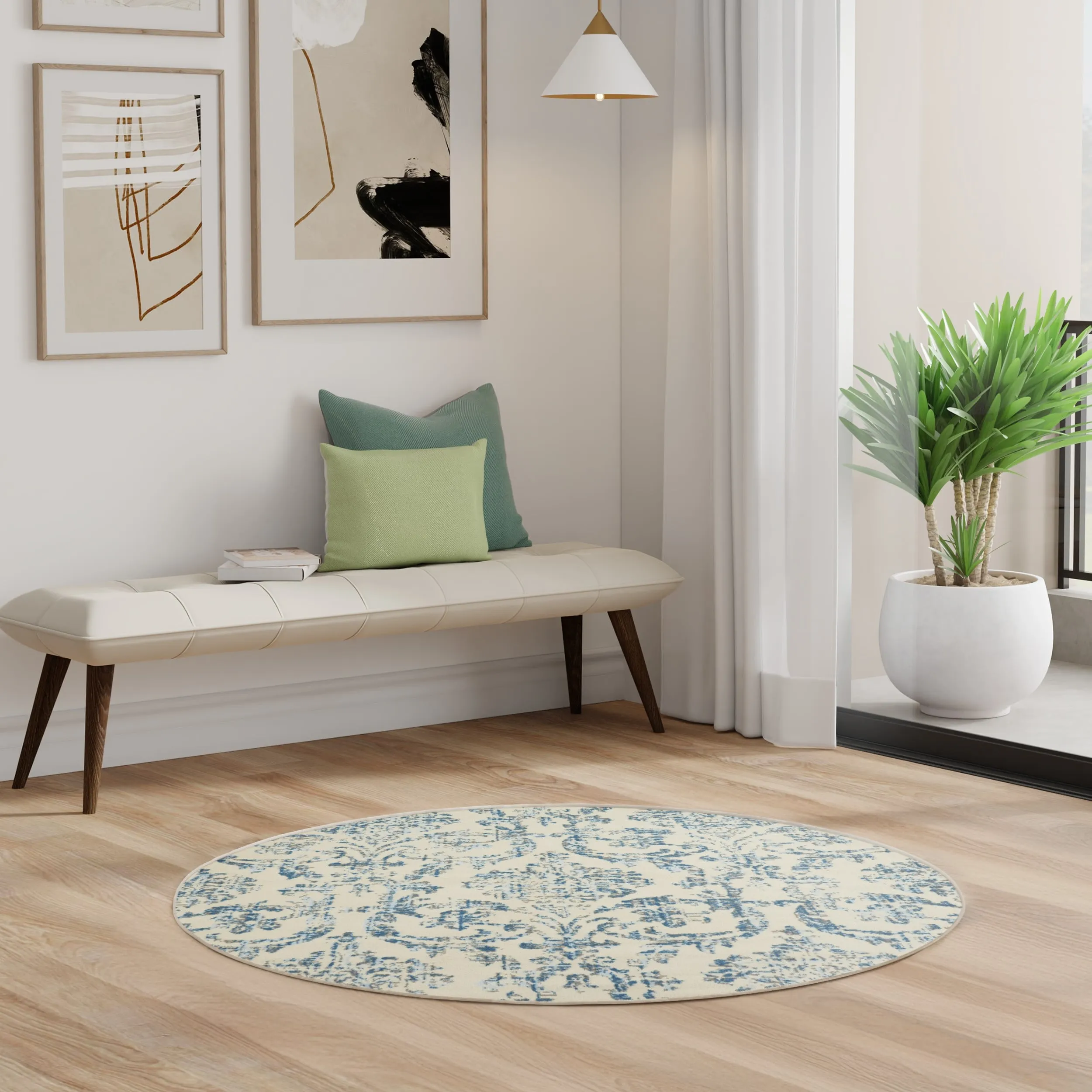 Nourison Jane Farmhouse Vintage Indoor only Damask Area Rug