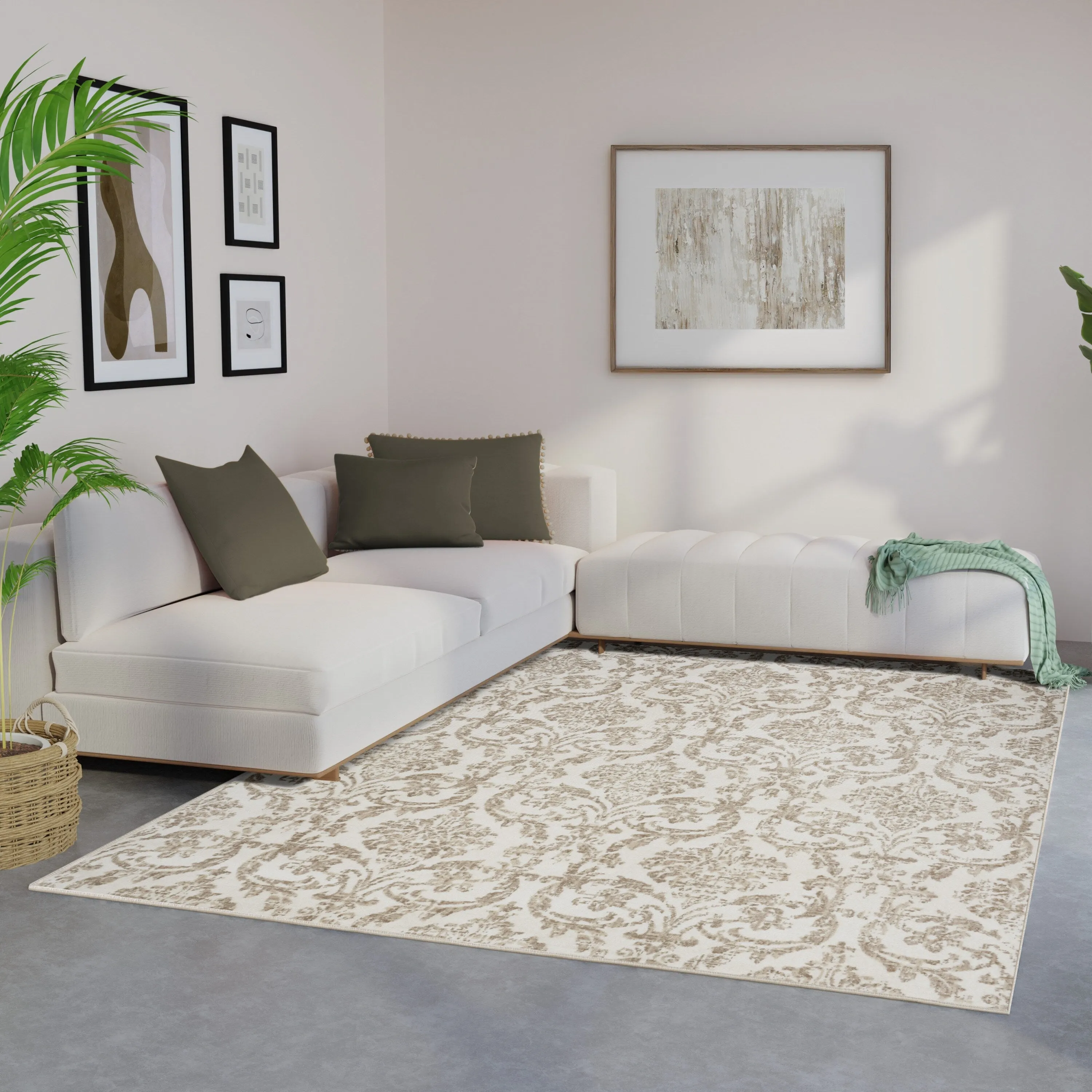 Nourison Jane Farmhouse Vintage Indoor only Damask Area Rug