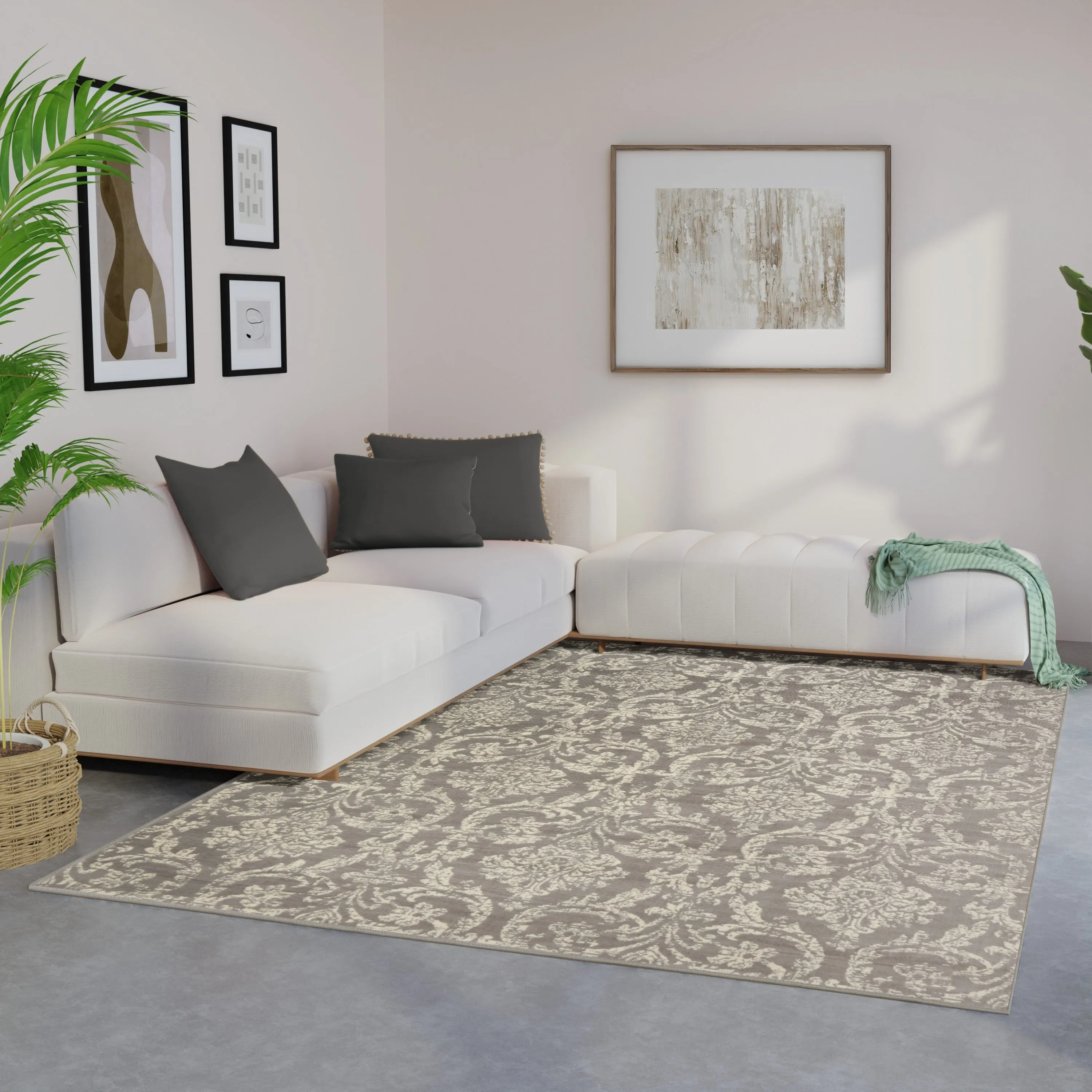 Nourison Jane Farmhouse Vintage Indoor only Damask Area Rug