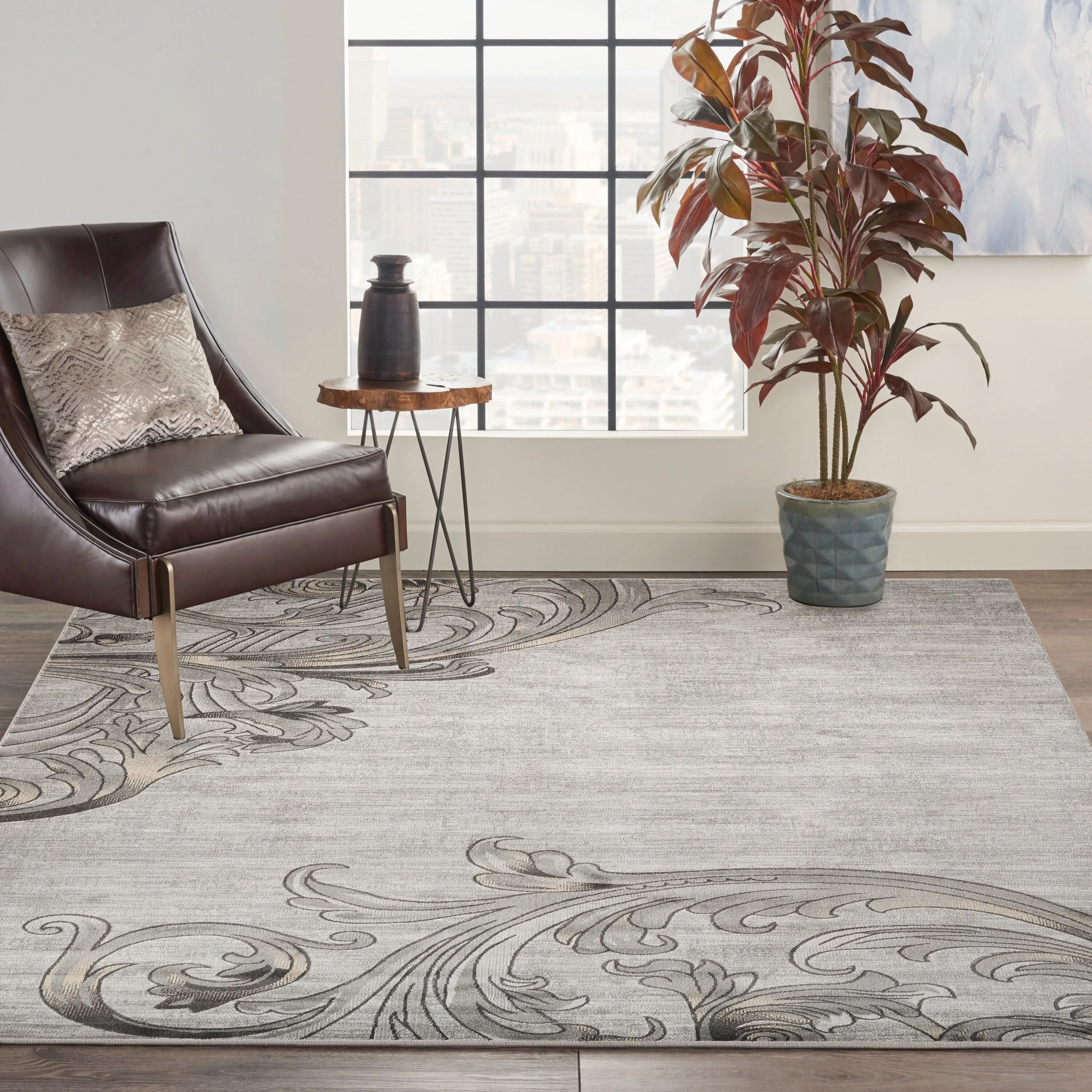 Nourison Maxell Abstract Ombre Damask Floral Botanical Area Rug