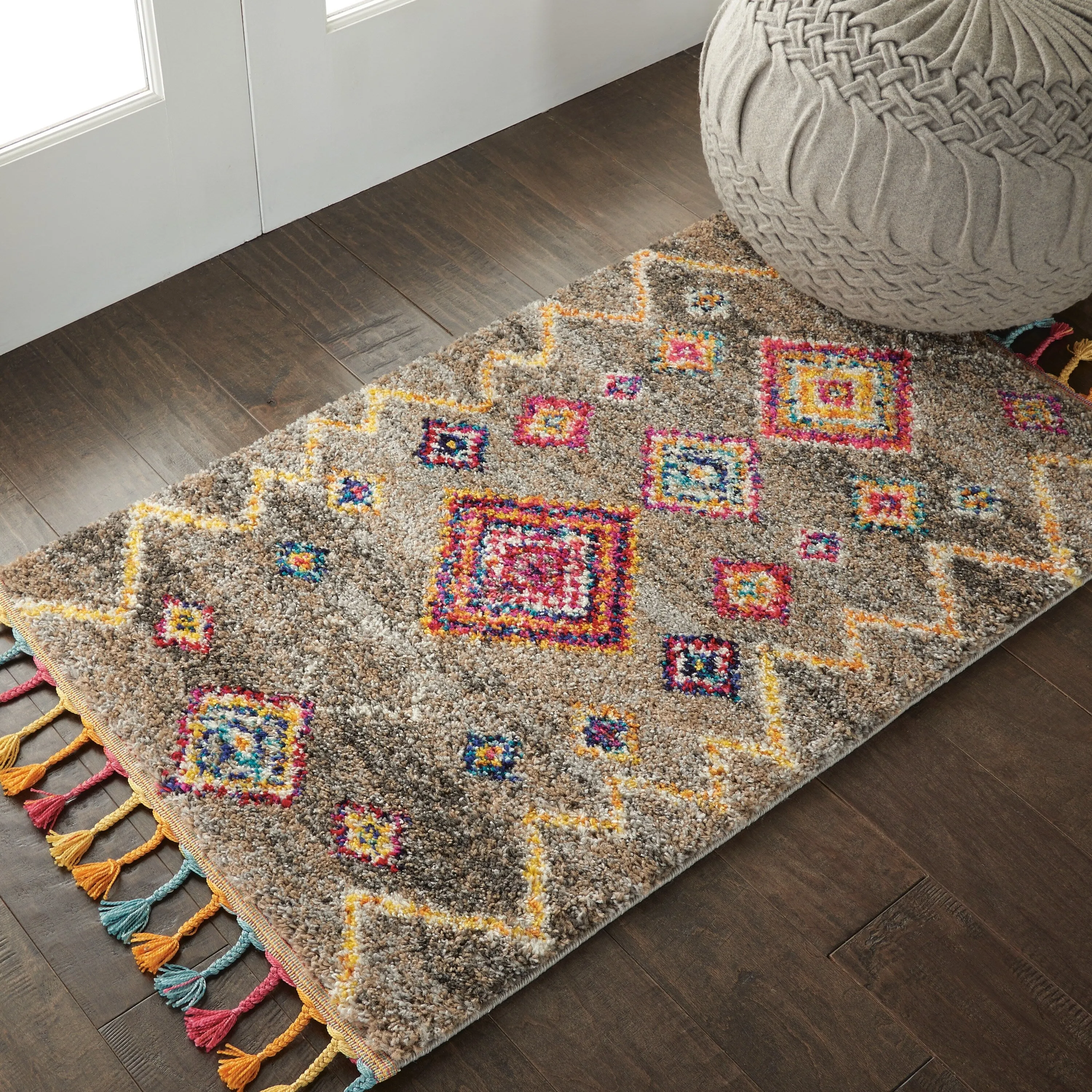 Nourison Moroccan Casbah Boho Geometric Tassel Area Rug