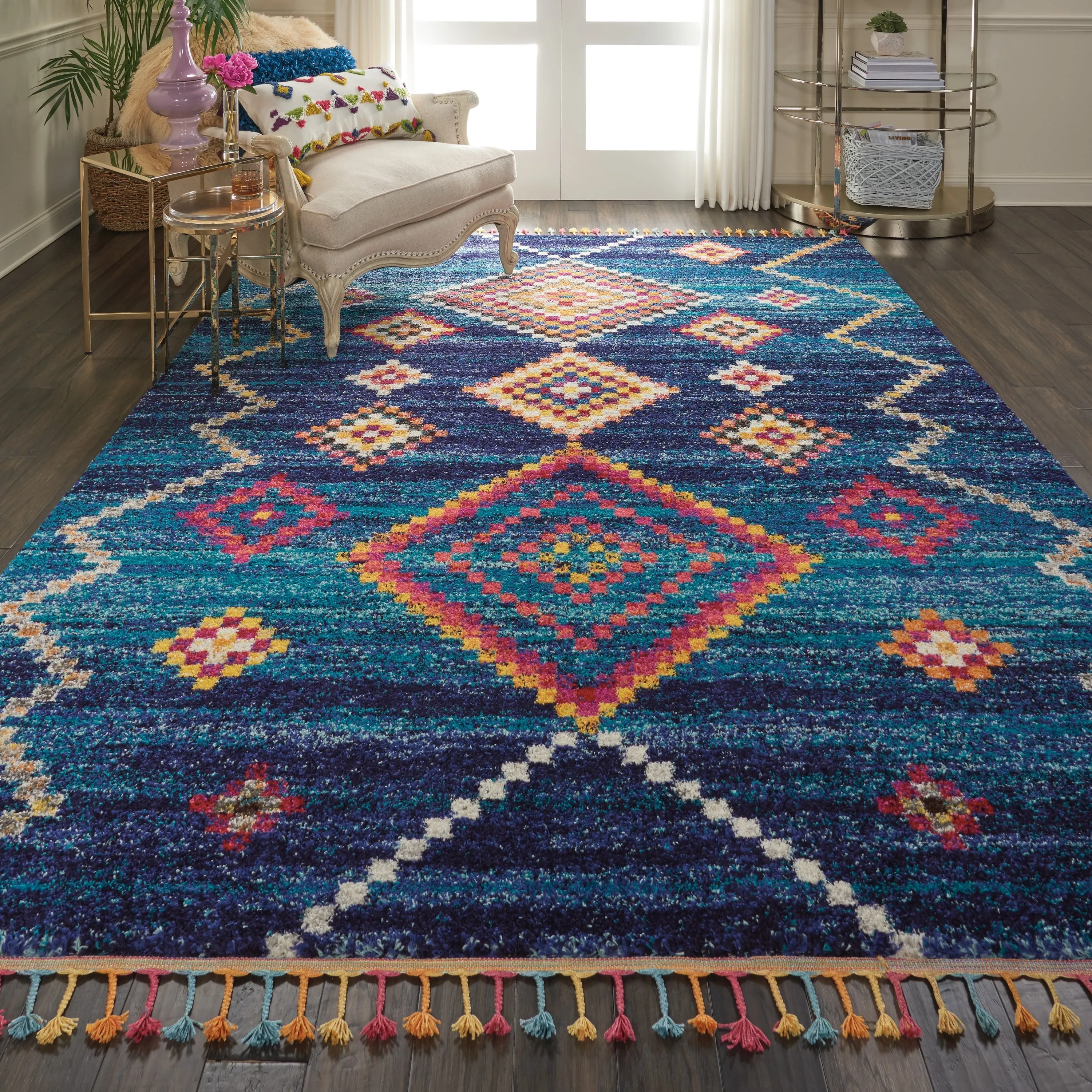 Nourison Moroccan Casbah Boho Geometric Tassel Area Rug