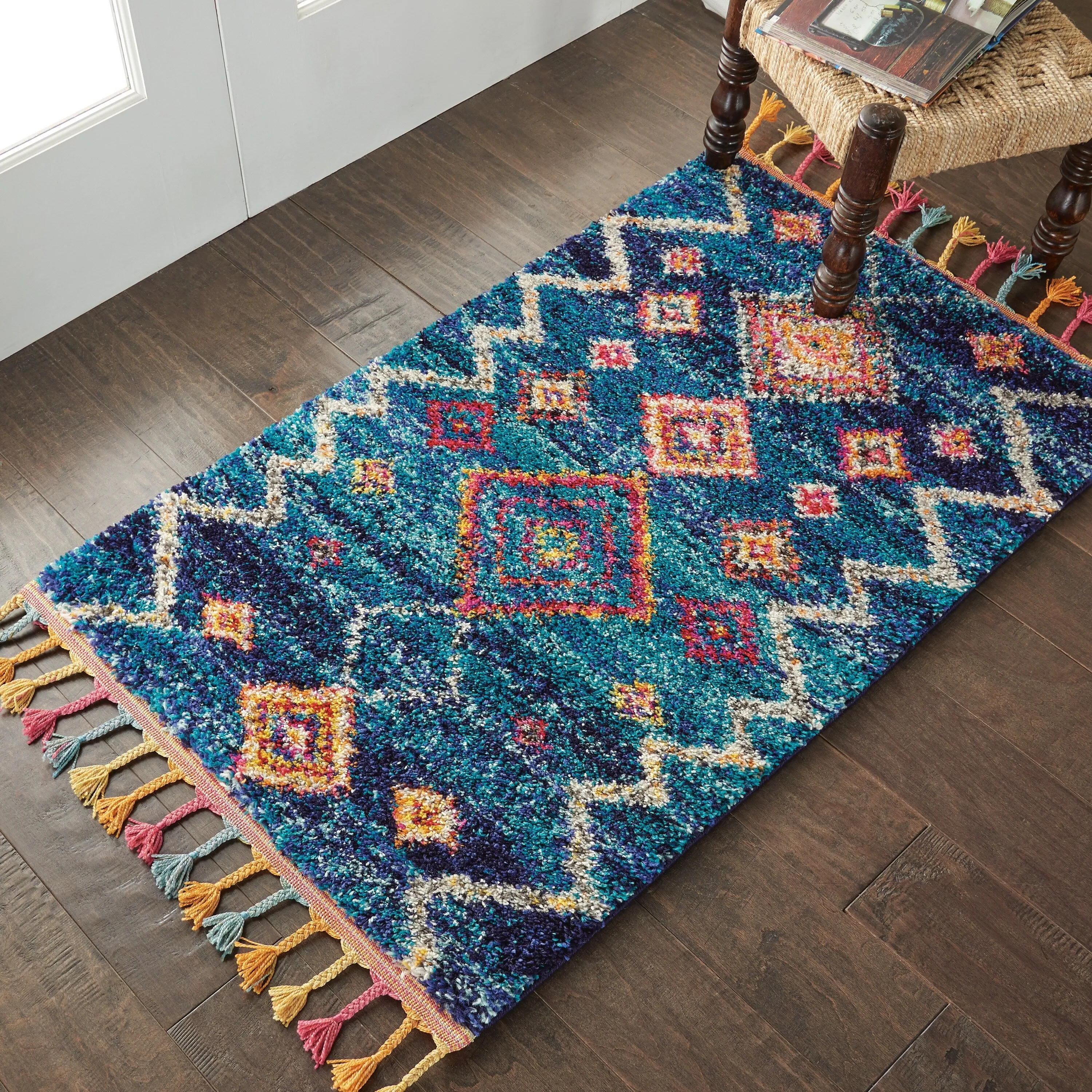 Nourison Moroccan Casbah Boho Geometric Tassel Area Rug