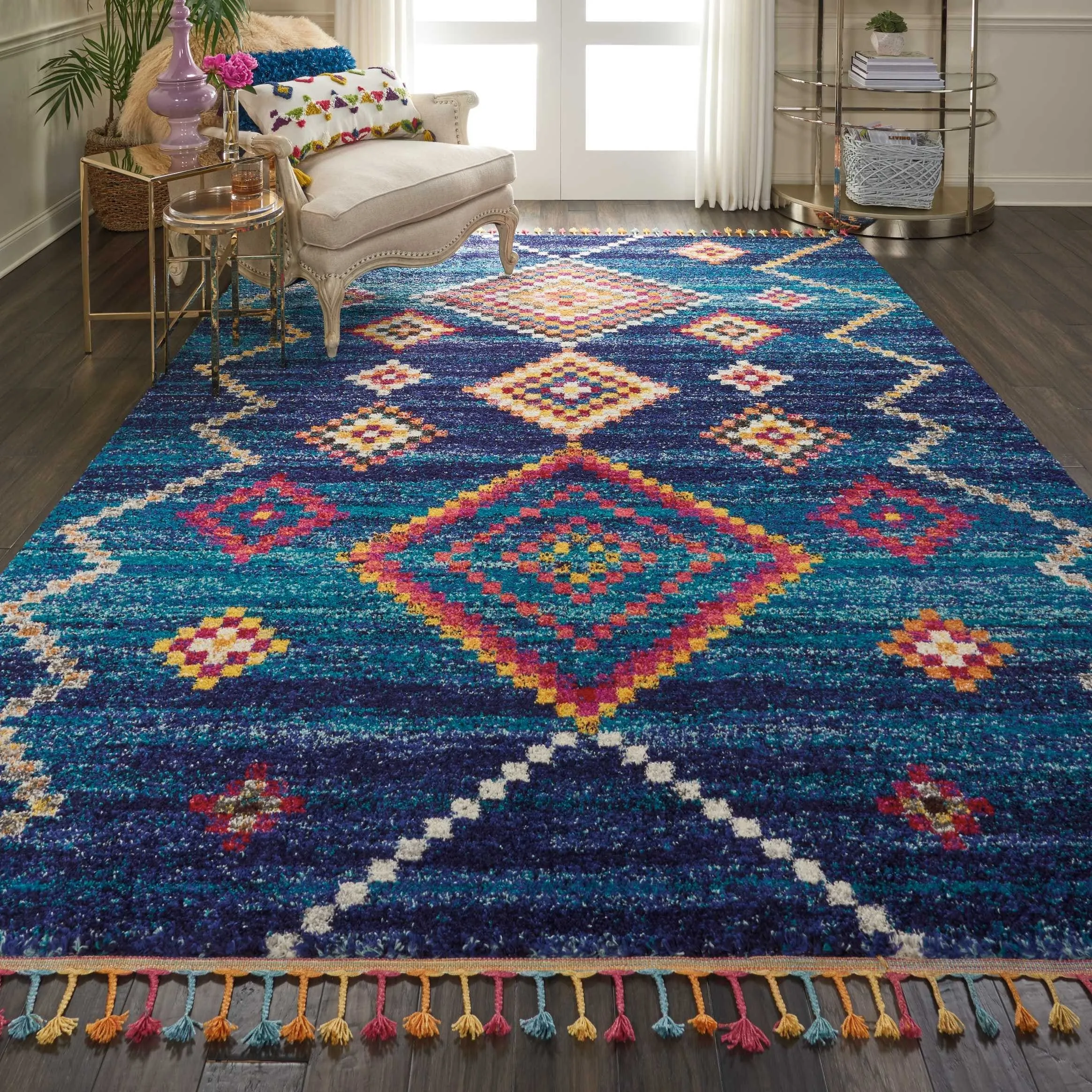 Nourison Moroccan Casbah Boho Geometric Tassel Area Rug