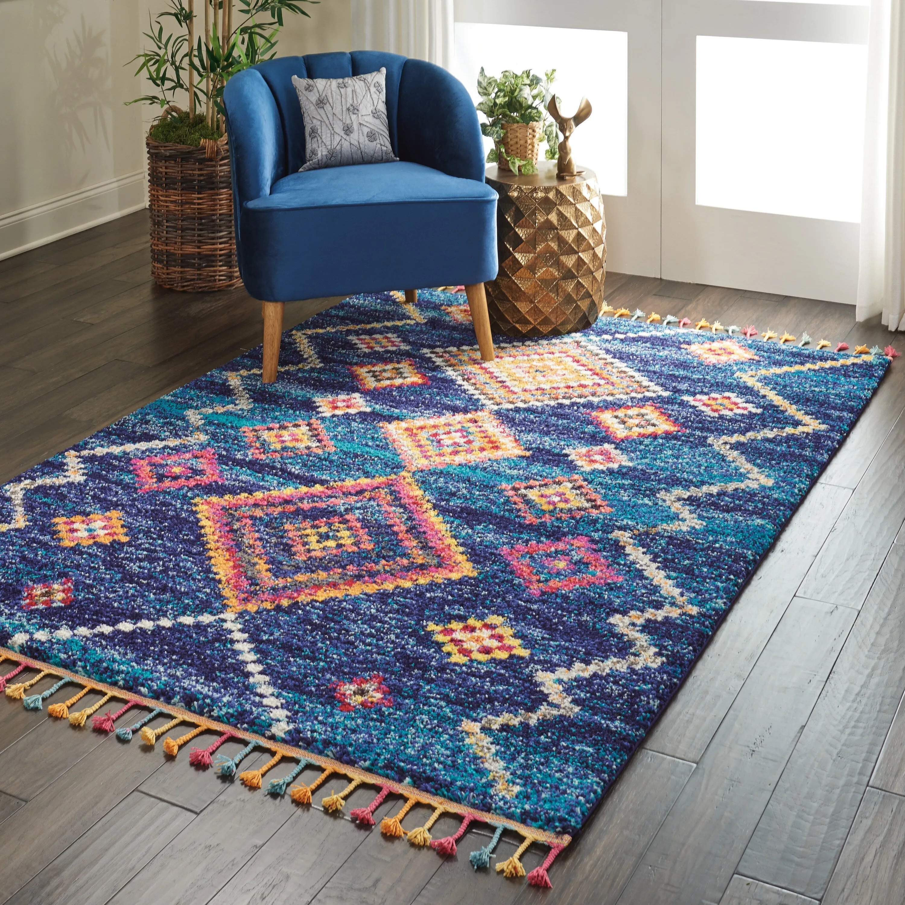 Nourison Moroccan Casbah Boho Geometric Tassel Area Rug