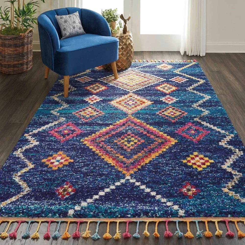 Nourison Moroccan Casbah Boho Geometric Tassel Area Rug