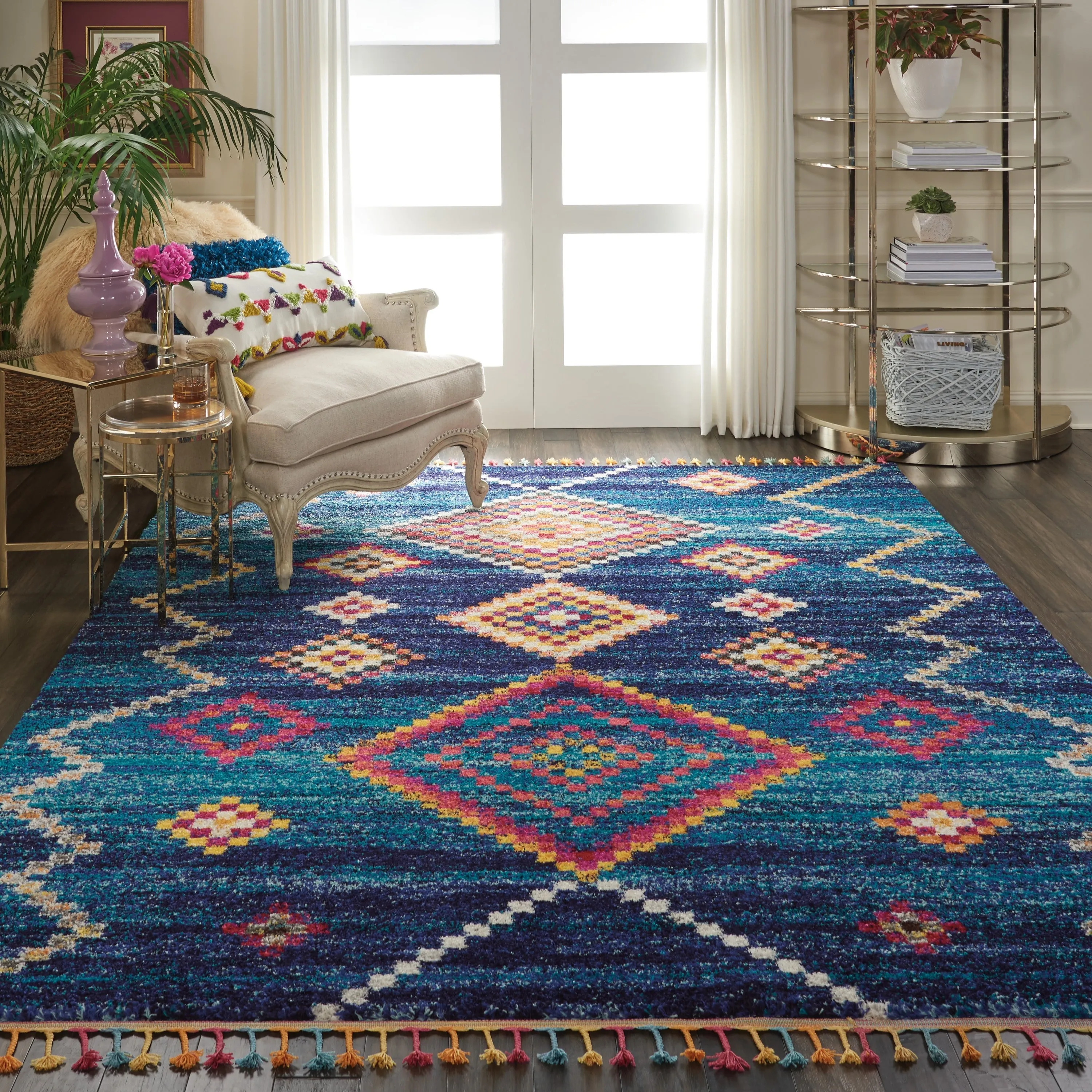 Nourison Moroccan Casbah Boho Geometric Tassel Area Rug