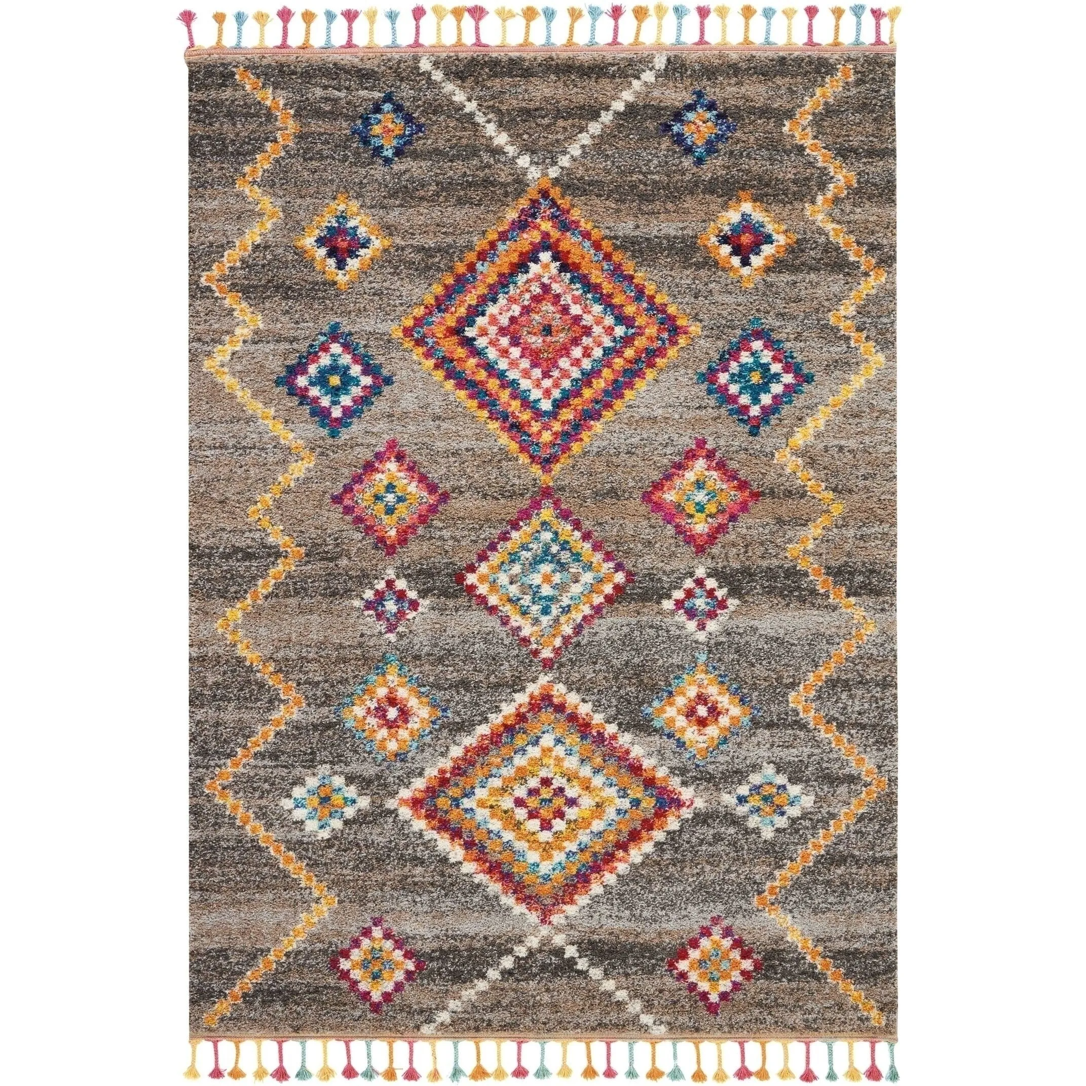 Nourison Moroccan Casbah Boho Geometric Tassel Area Rug