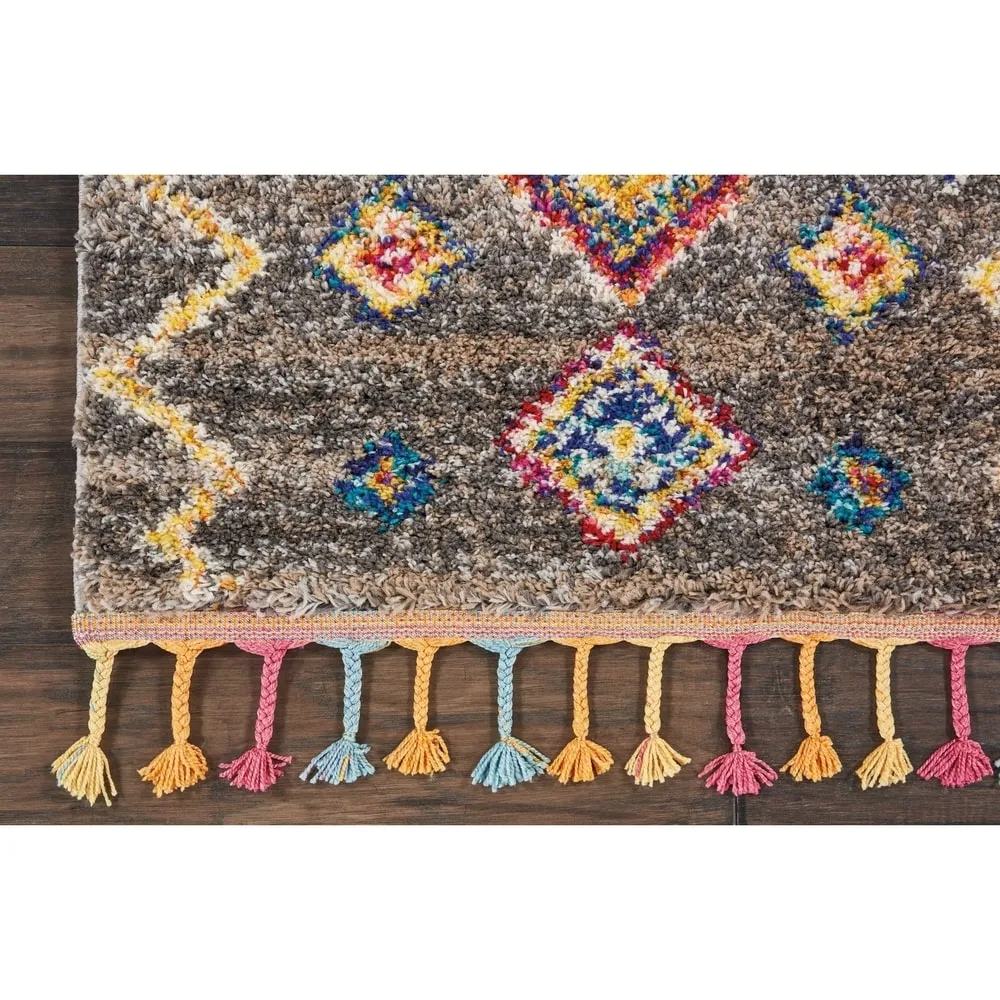 Nourison Moroccan Casbah Boho Geometric Tassel Area Rug