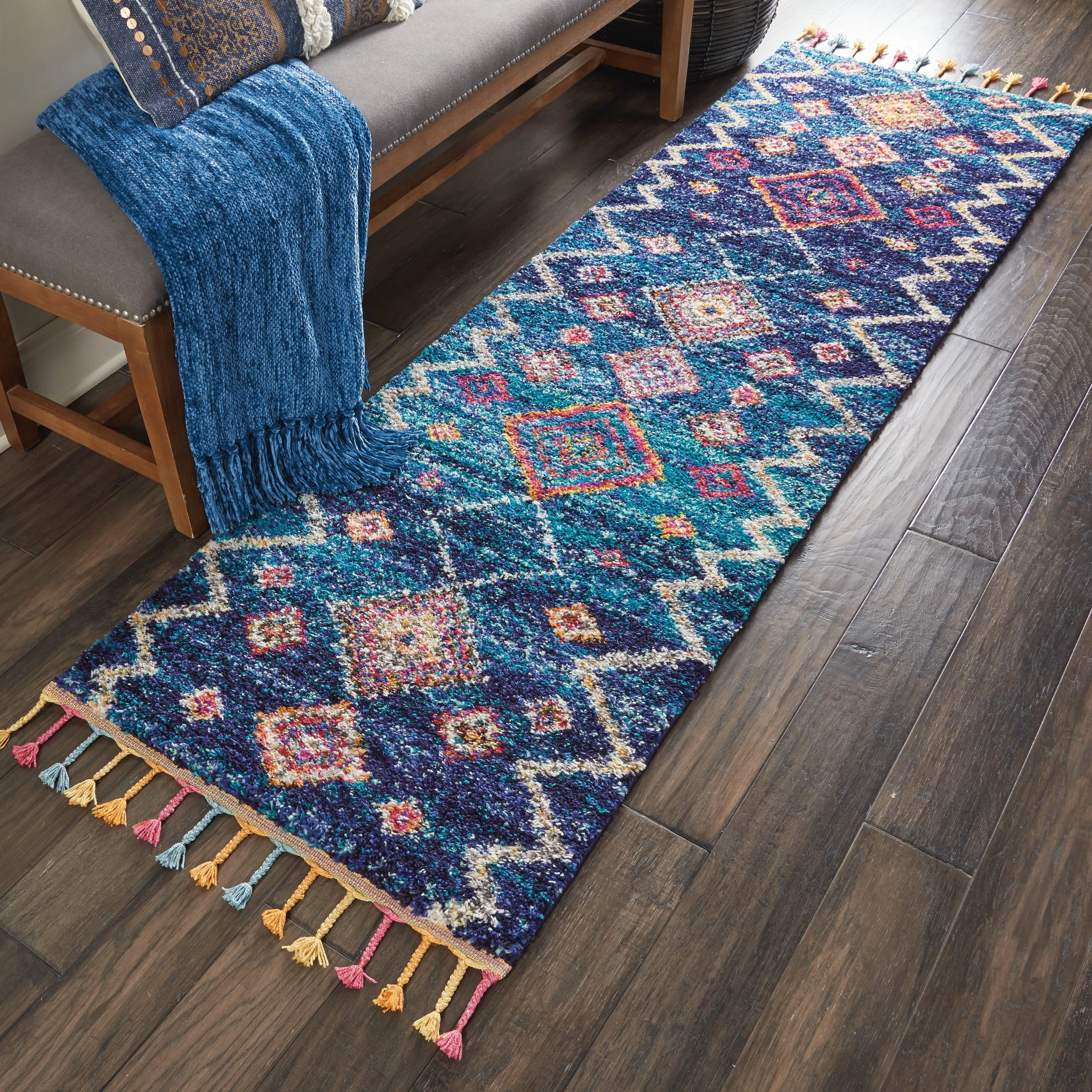 Nourison Moroccan Casbah Boho Geometric Tassel Area Rug
