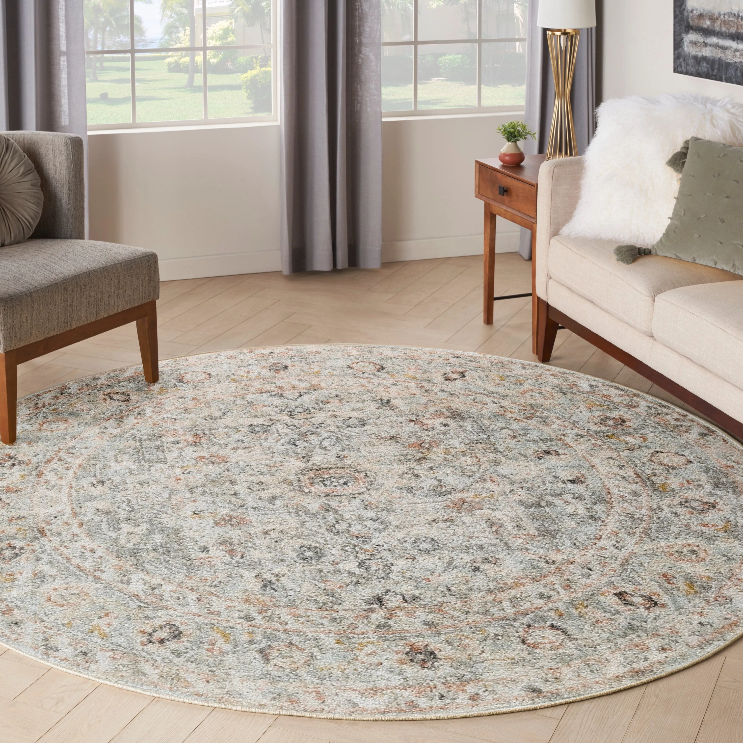 Nourison Oushak Home Indoor Grey Persian Area Rug