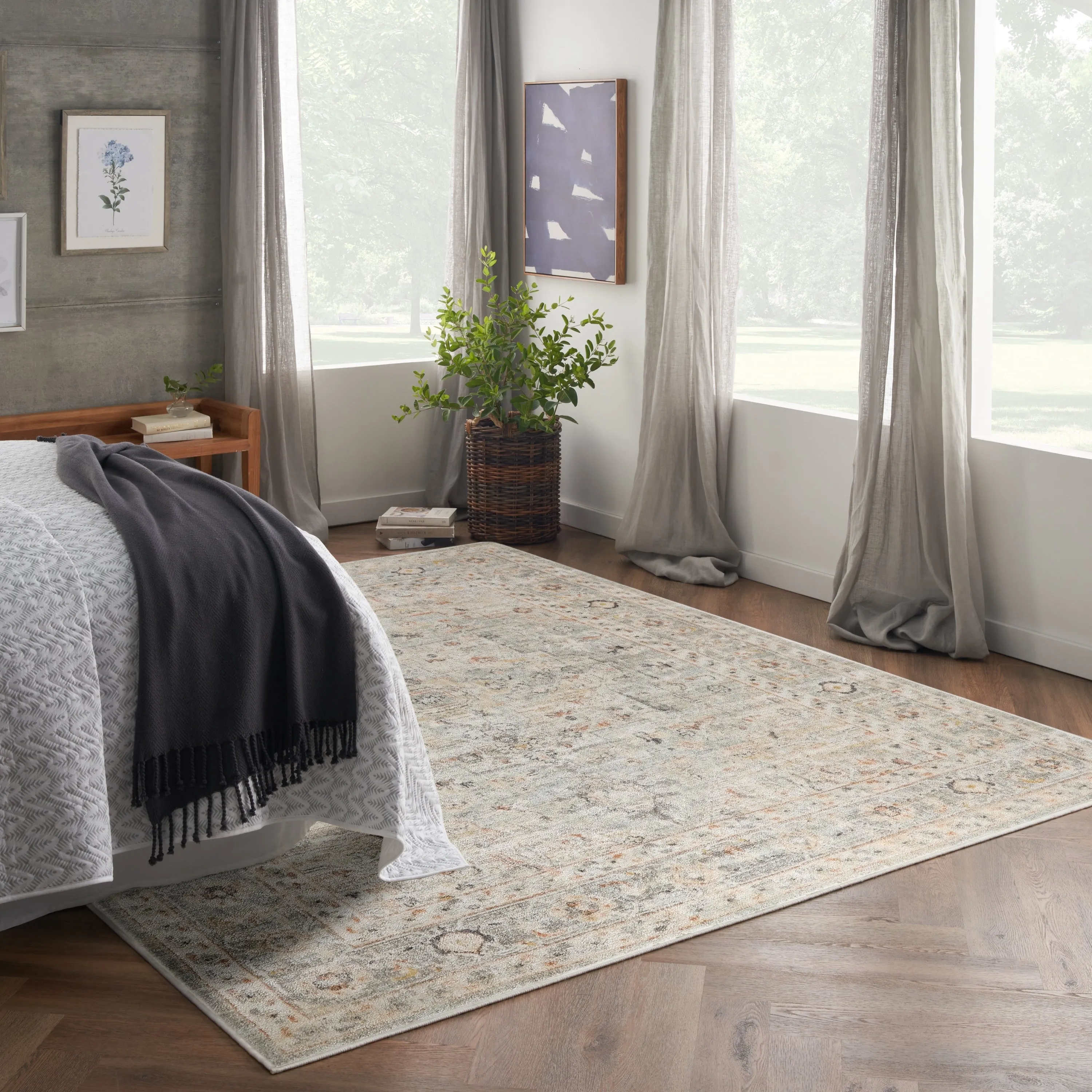 Nourison Oushak Home Indoor Grey Persian Area Rug