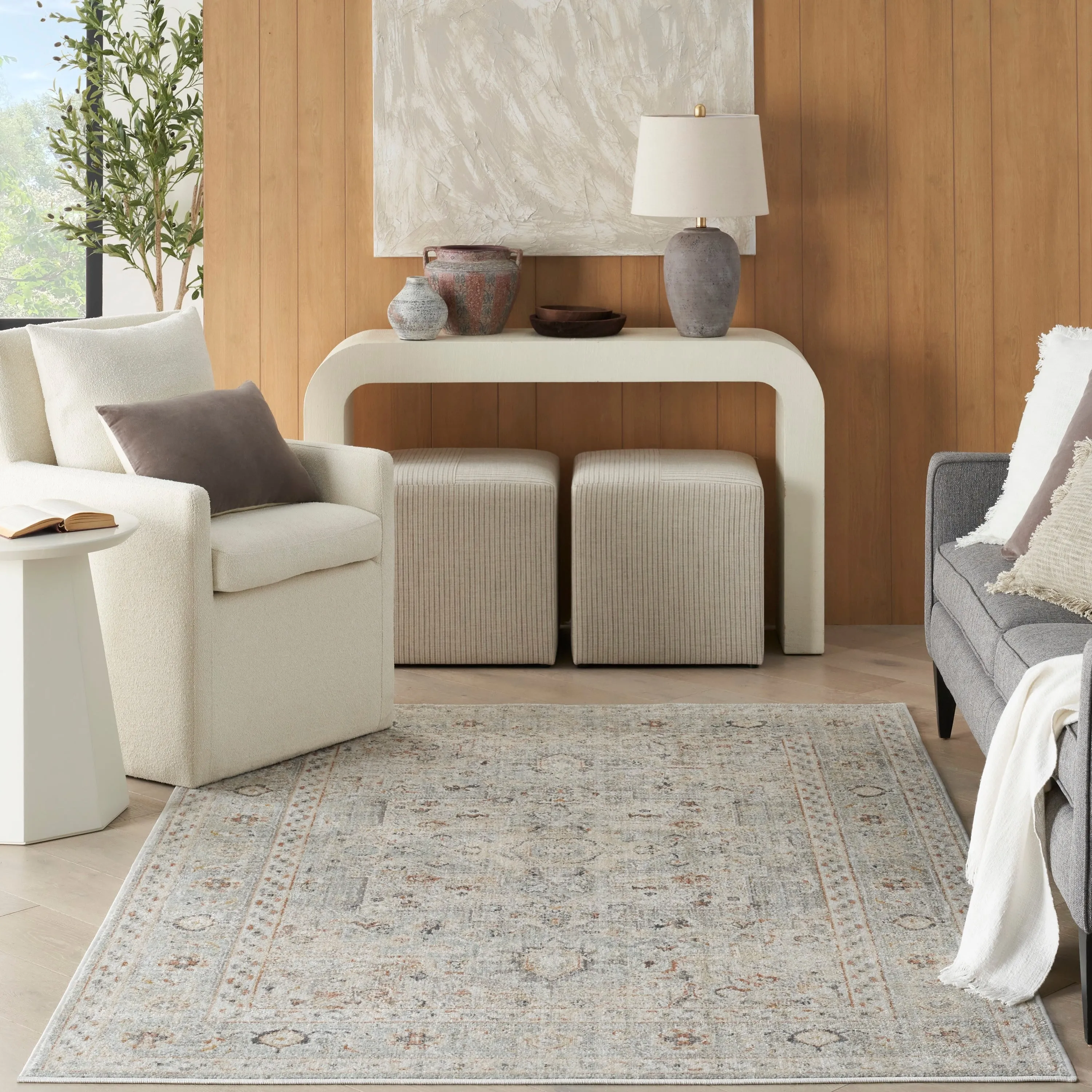 Nourison Oushak Home Indoor Grey Persian Area Rug
