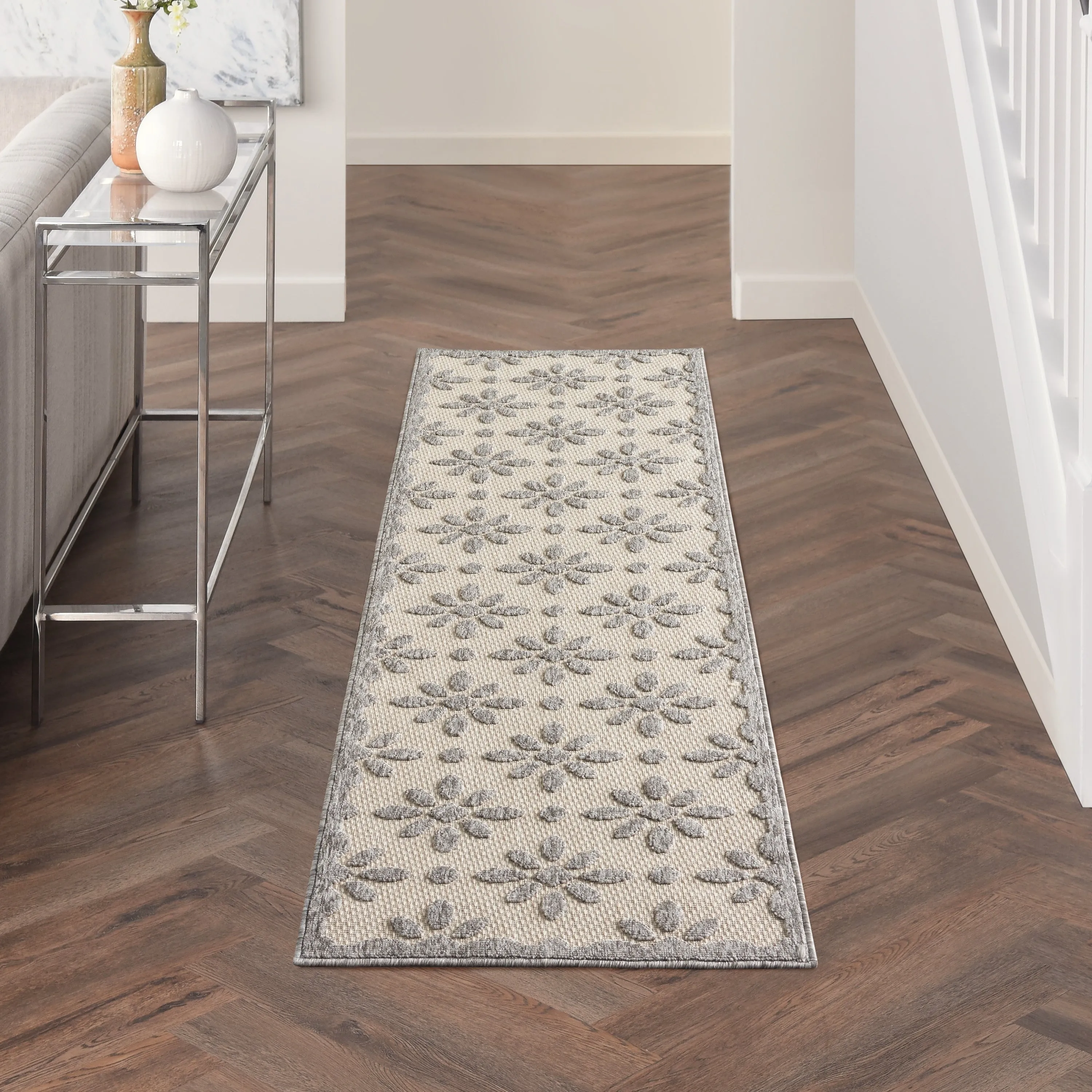 Nourison Palamos Modern Floral Hi Low Geometric Indoor Outdoor Area Rug
