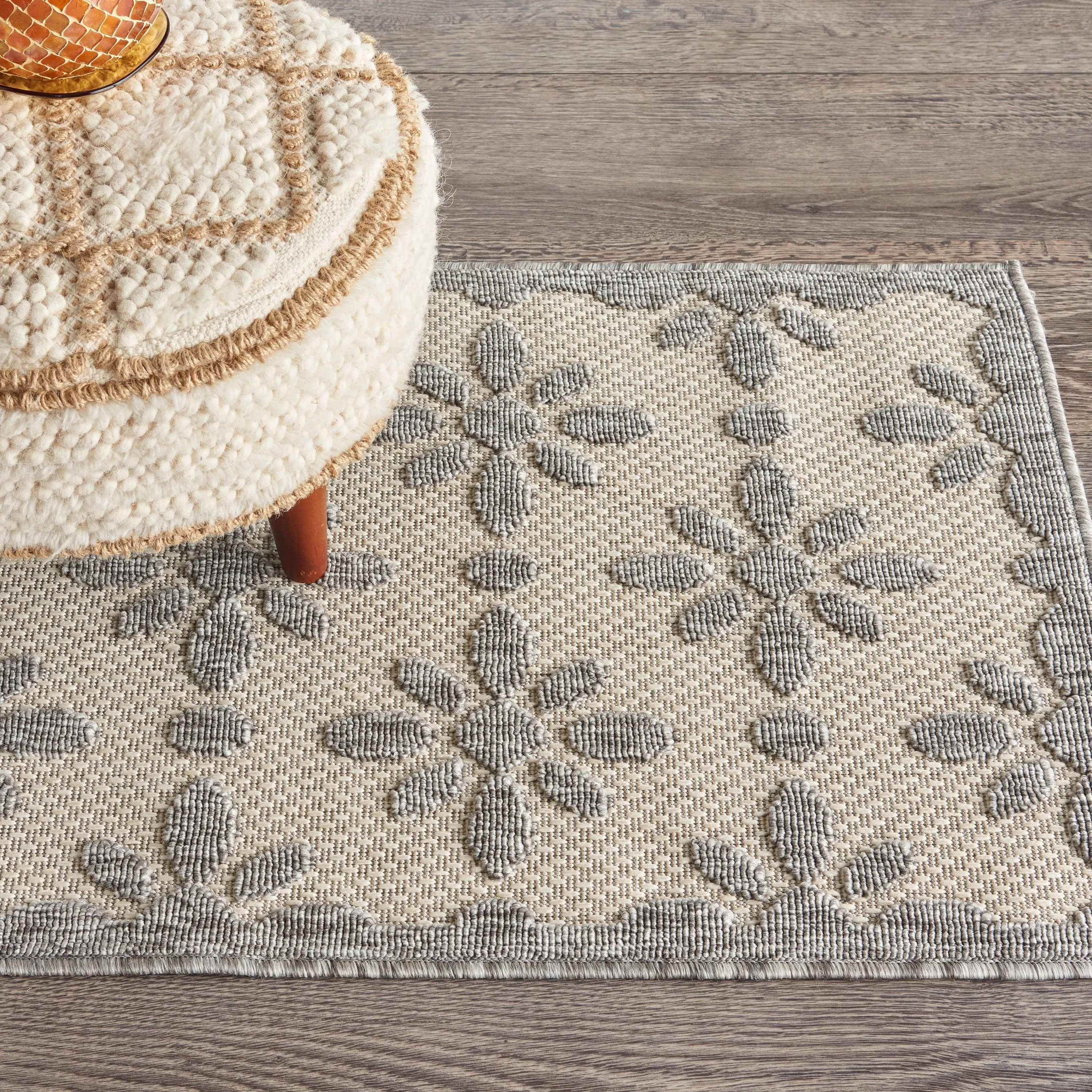 Nourison Palamos Modern Floral Hi Low Geometric Indoor Outdoor Area Rug