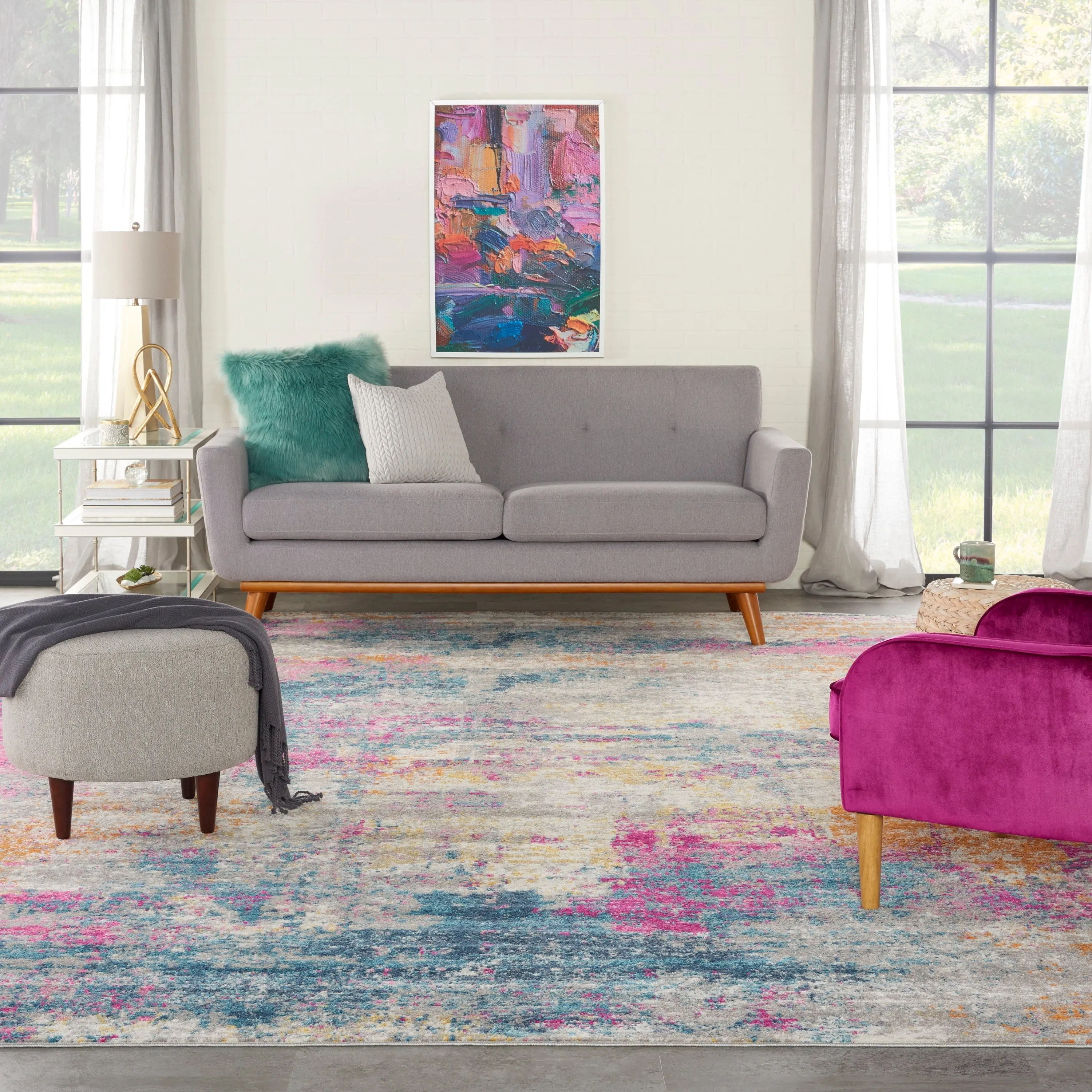 Nourison Passion Abstract Watercolor Multicolor Area Rug