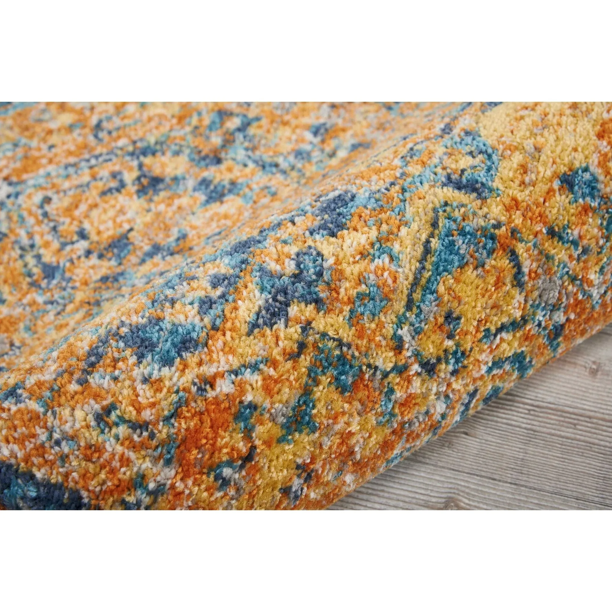 Nourison Passion Distressed Persian Antique Gold Teal Area Rug