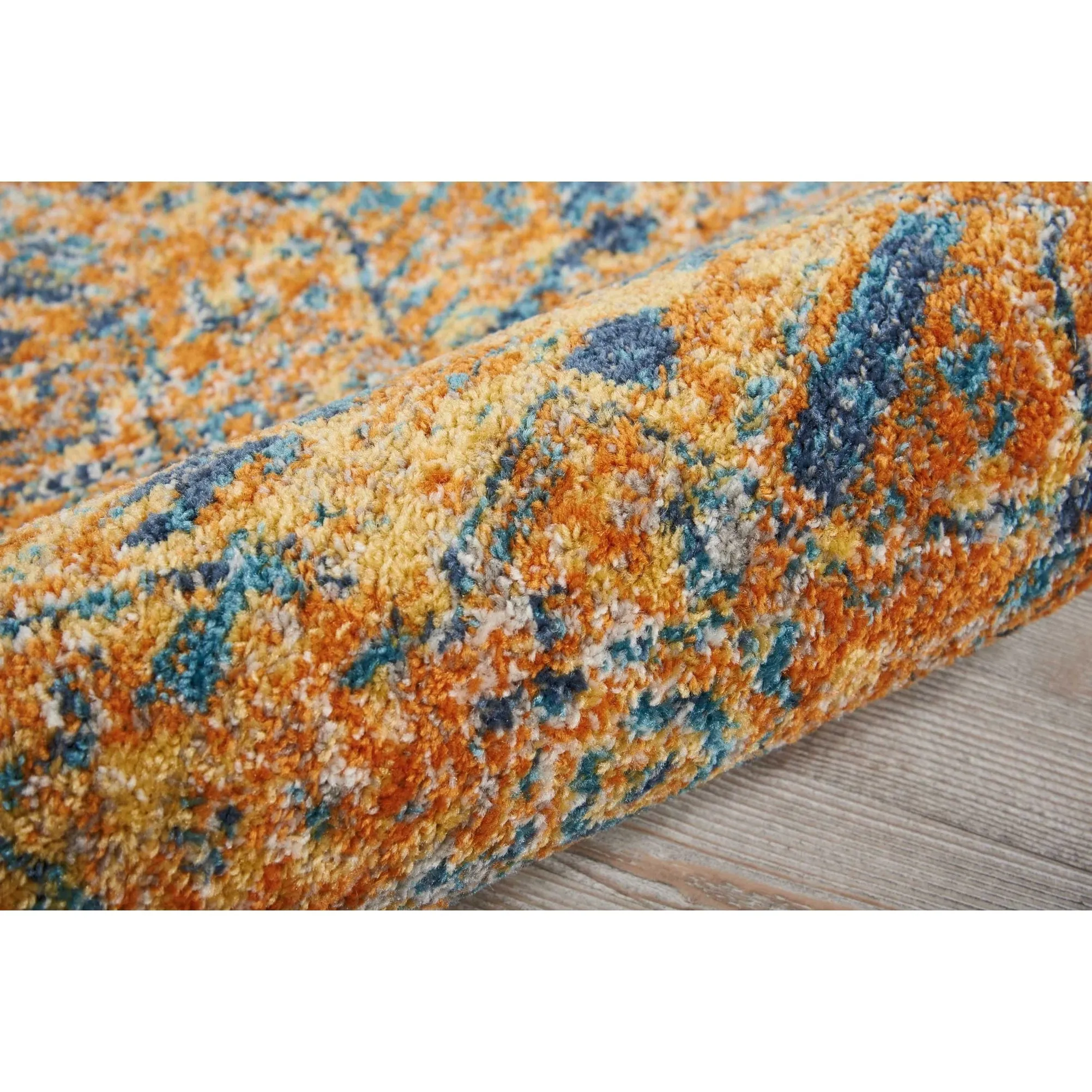 Nourison Passion Distressed Persian Antique Gold Teal Area Rug