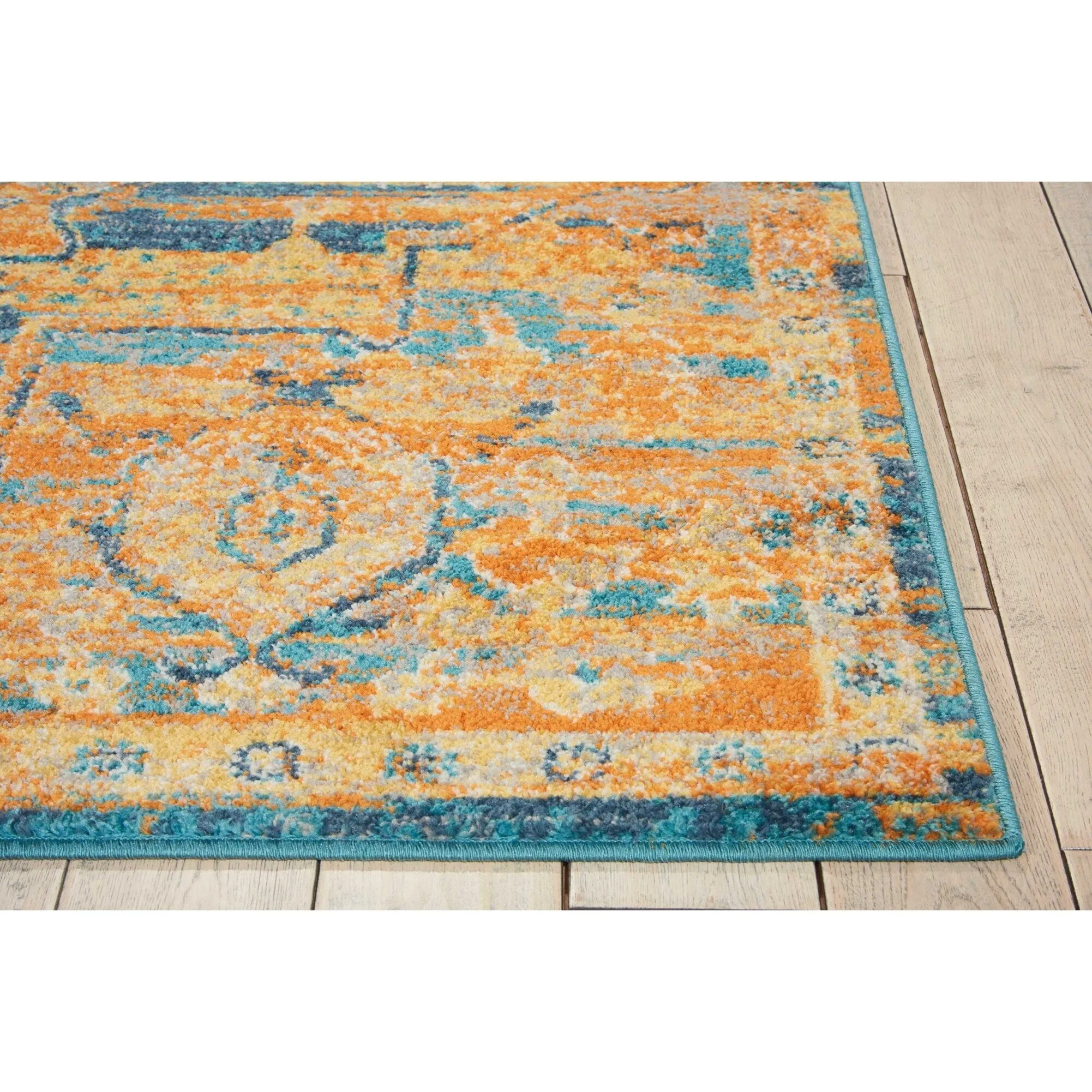 Nourison Passion Distressed Persian Antique Gold Teal Area Rug