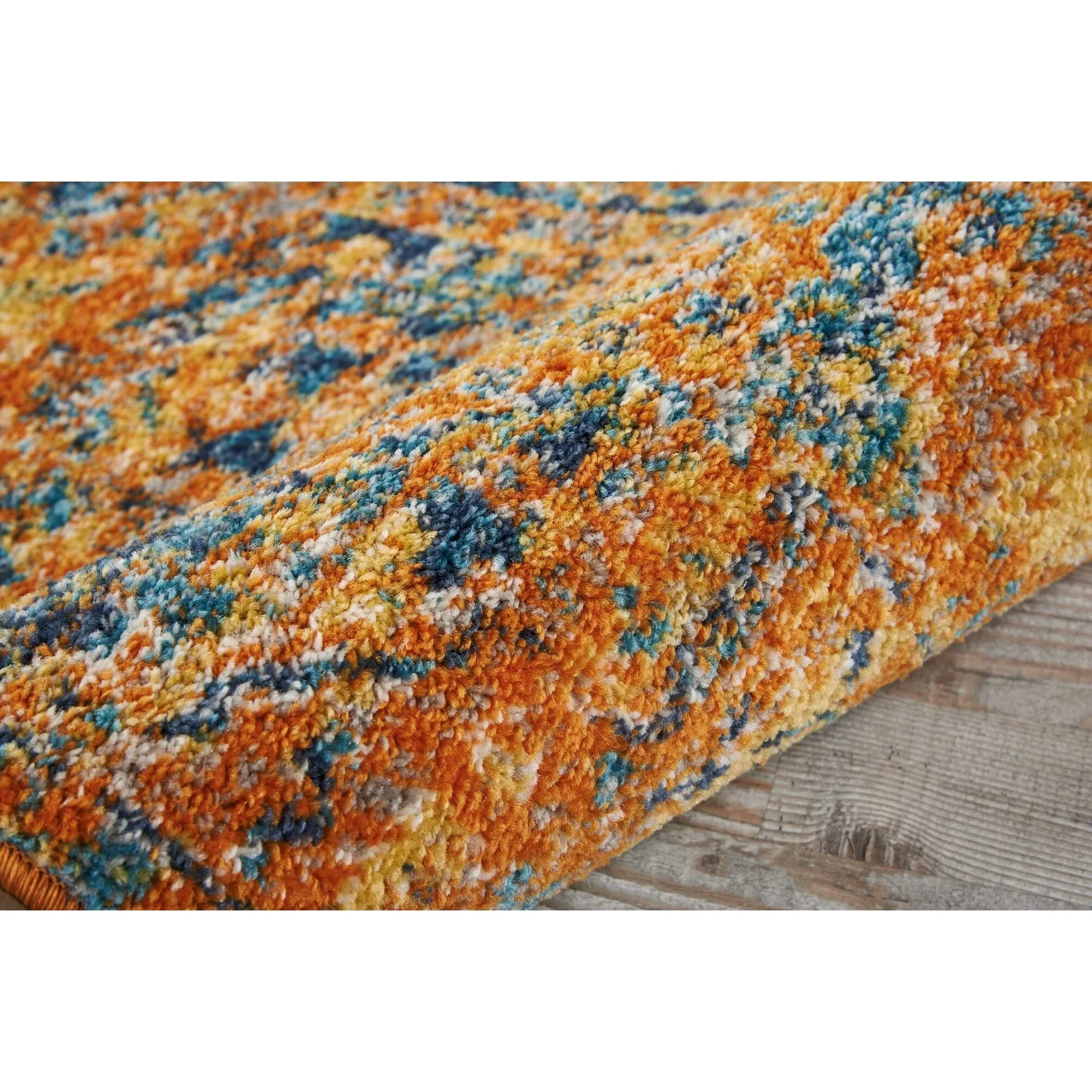 Nourison Passion Distressed Persian Antique Gold Teal Area Rug