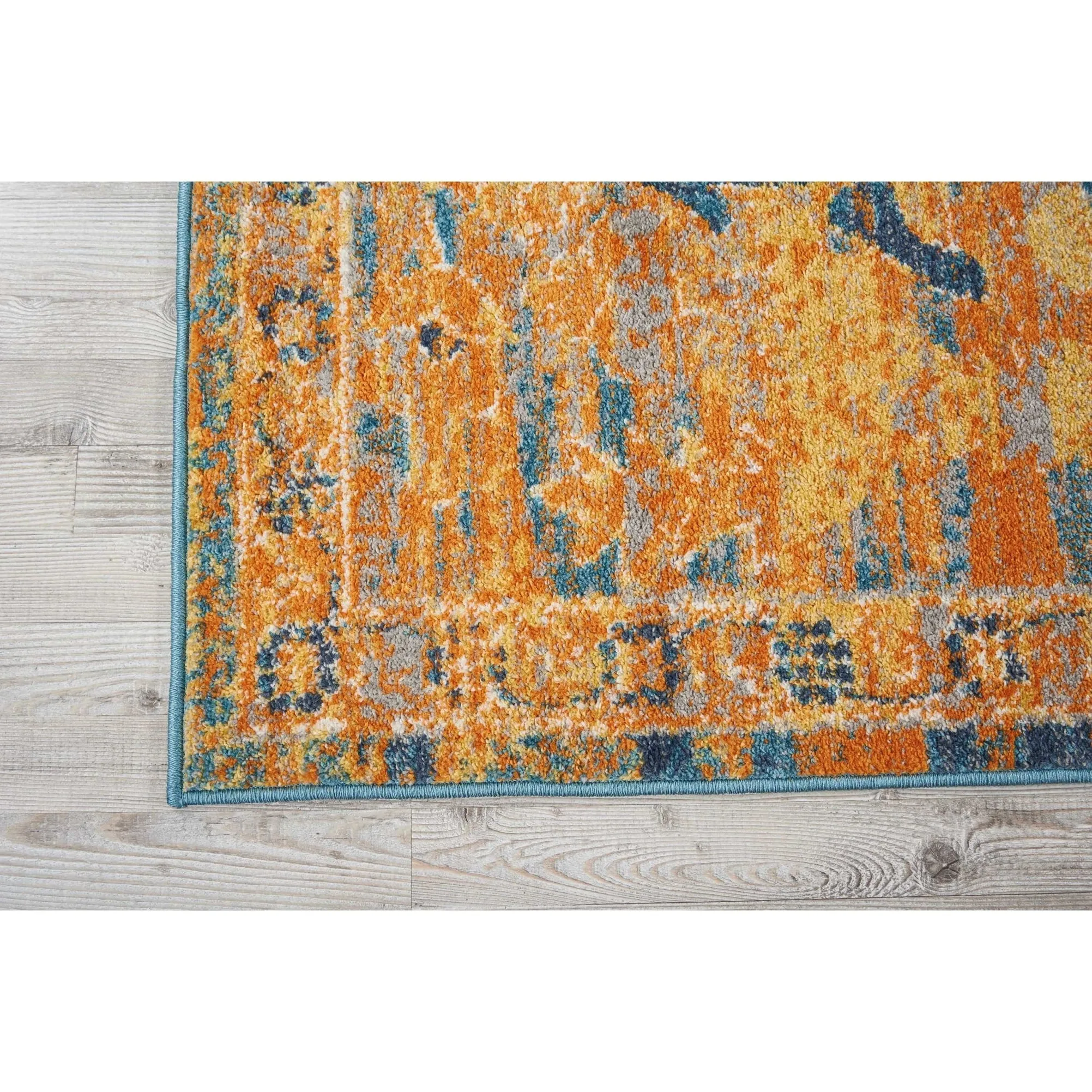 Nourison Passion Distressed Persian Antique Gold Teal Area Rug