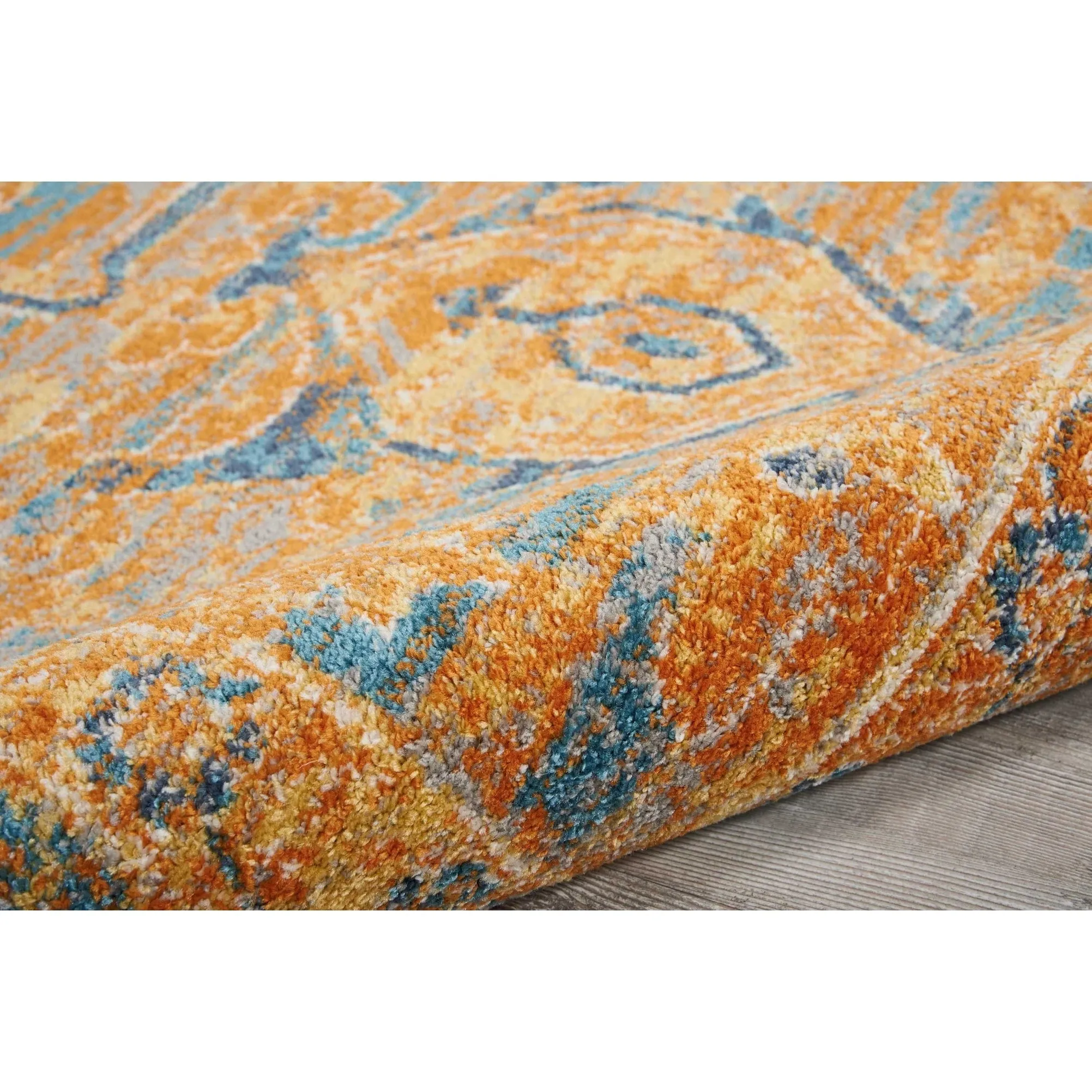 Nourison Passion Distressed Persian Antique Gold Teal Area Rug