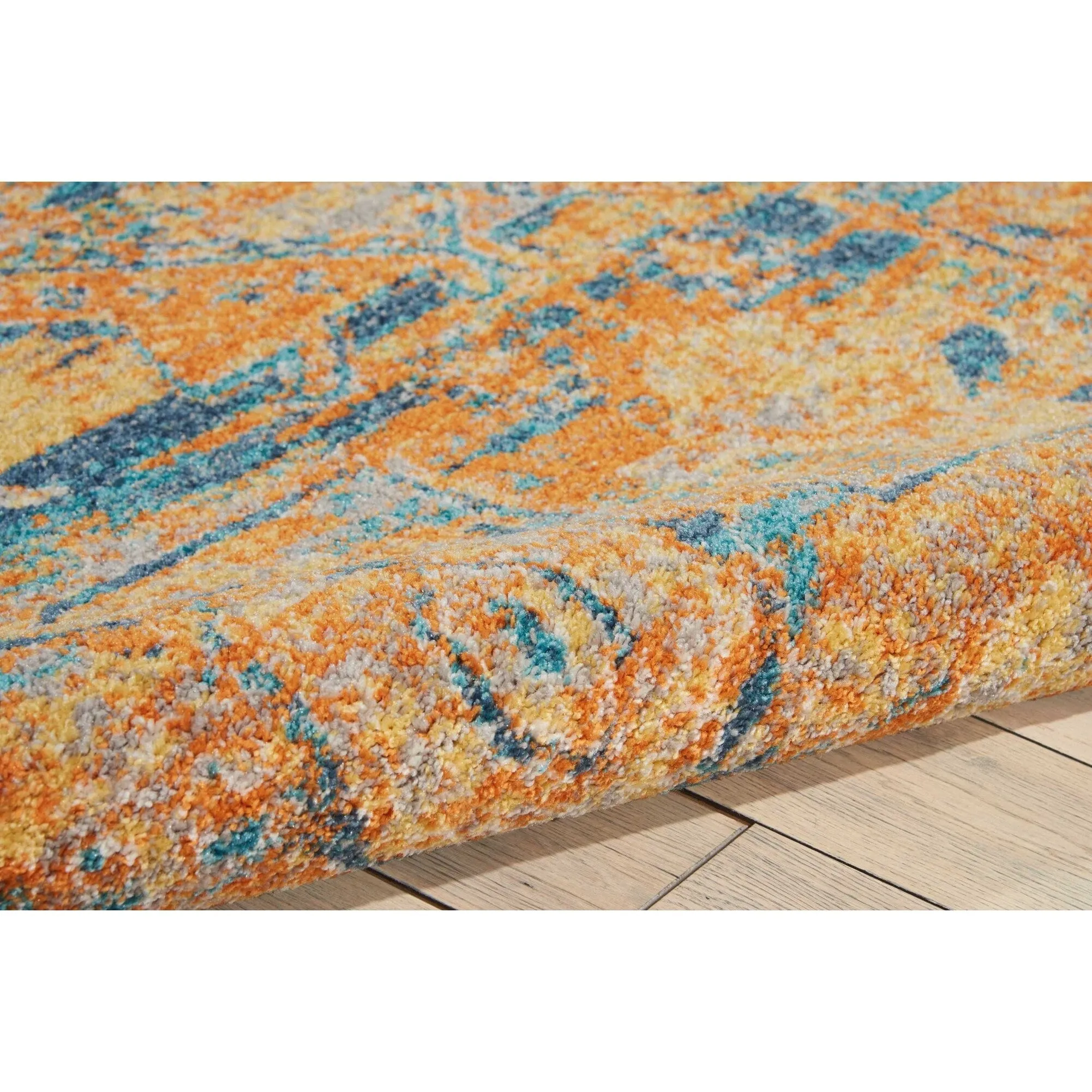 Nourison Passion Distressed Persian Antique Gold Teal Area Rug
