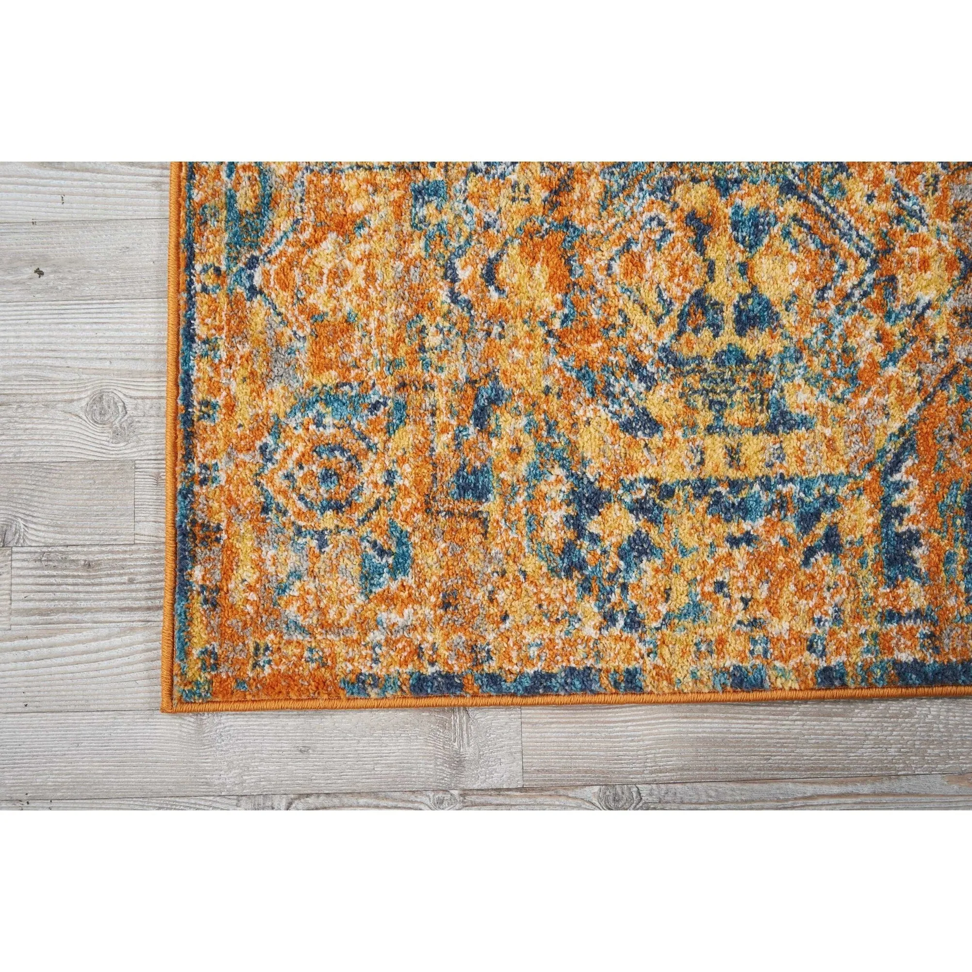 Nourison Passion Distressed Persian Antique Gold Teal Area Rug