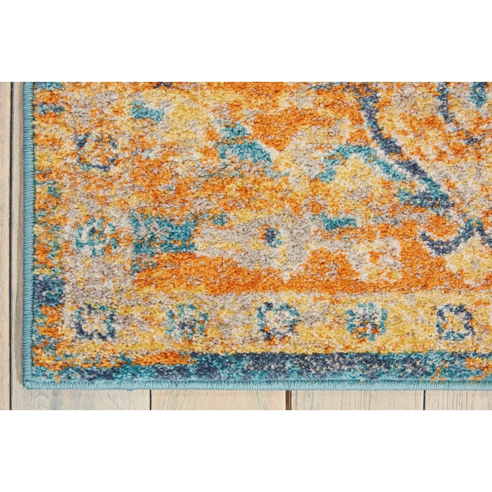Nourison Passion Distressed Persian Antique Gold Teal Area Rug