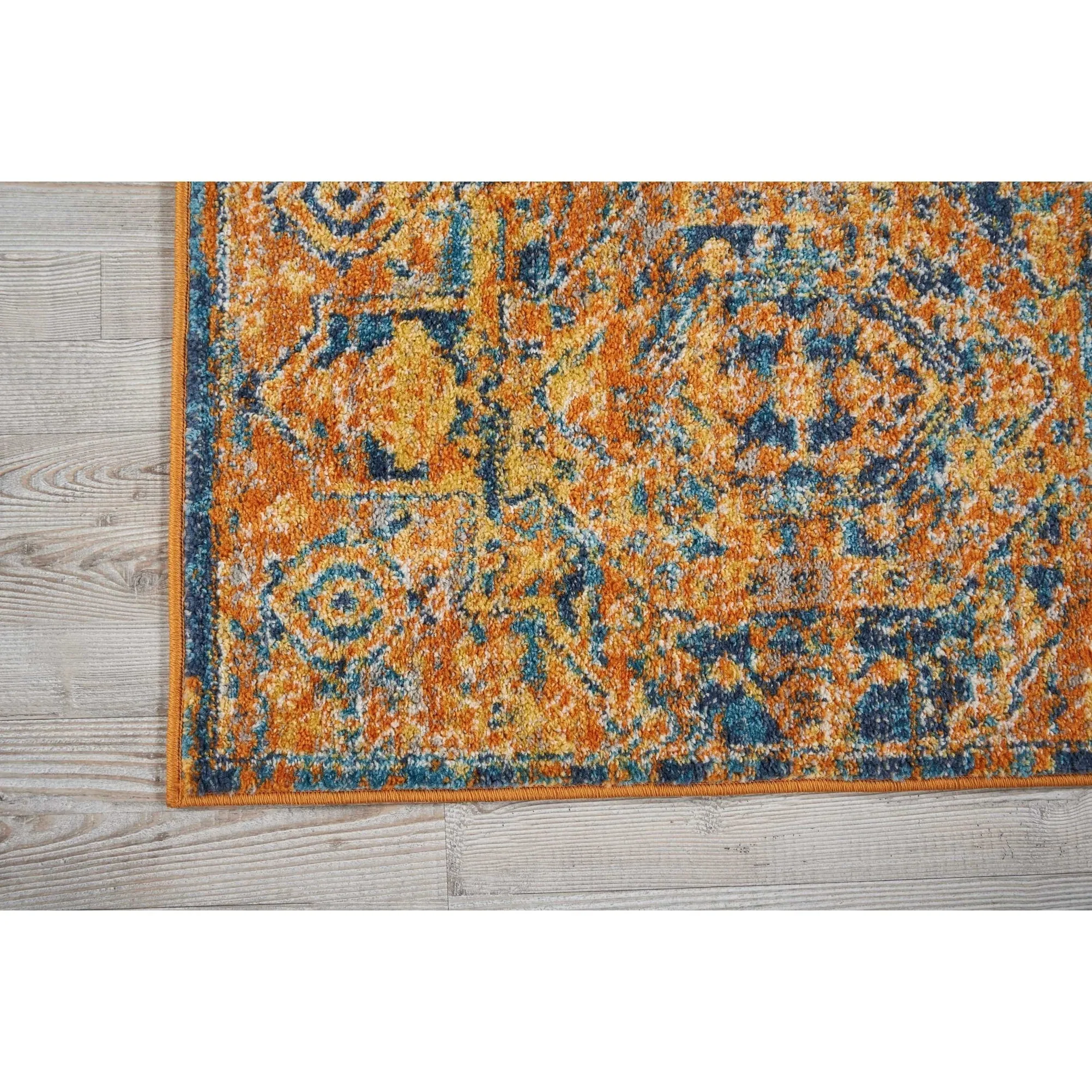Nourison Passion Distressed Persian Antique Gold Teal Area Rug